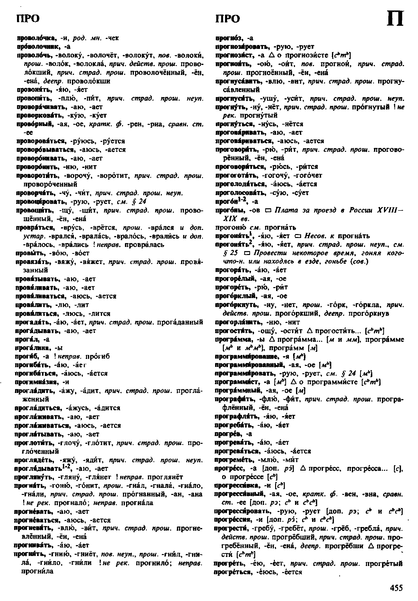 Фотокопия pdf / скан страницы 455 орфоэпического словаря под редакцией Аванесова (4 издание, 1988 год)