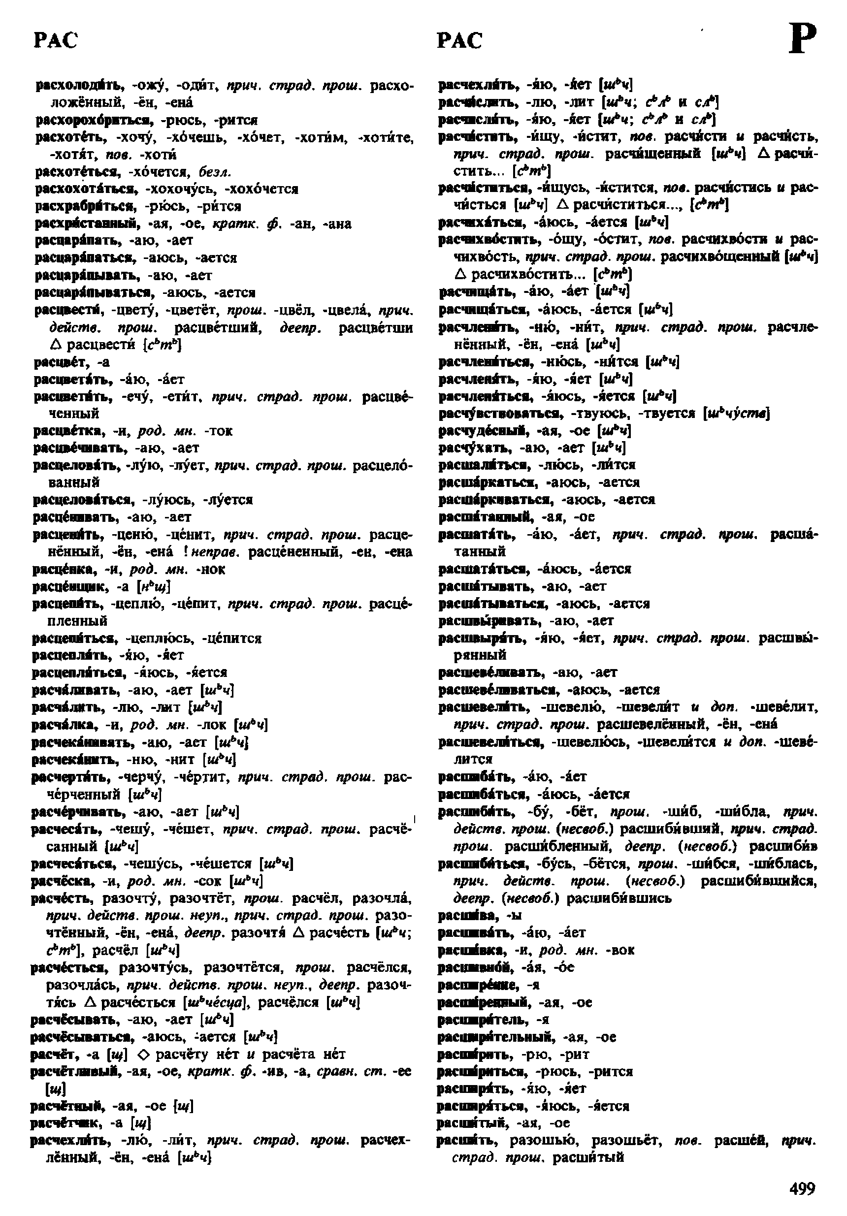 Фотокопия pdf / скан страницы 499 орфоэпического словаря под редакцией Аванесова (4 издание, 1988 год)