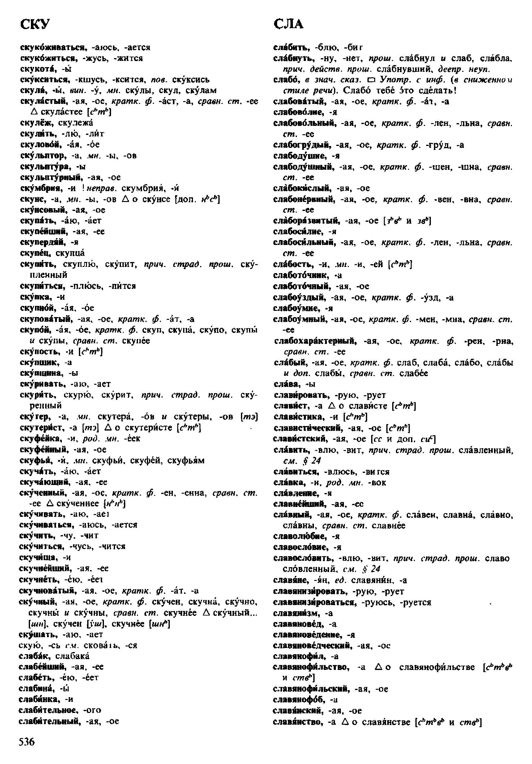 Фотокопия pdf / скан страницы 536 орфоэпического словаря под редакцией Аванесова (4 издание, 1988 год)