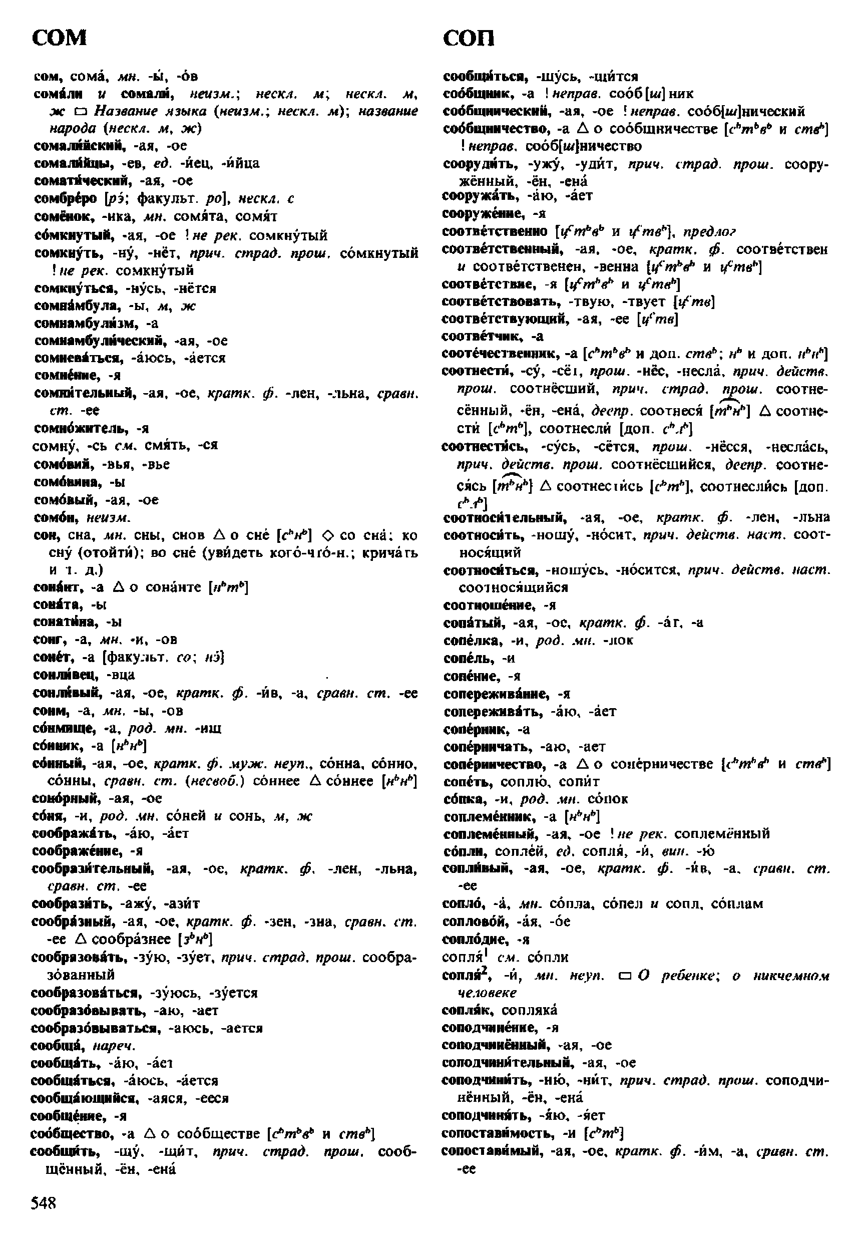 Фотокопия pdf / скан страницы 548 орфоэпического словаря под редакцией Аванесова (4 издание, 1988 год)