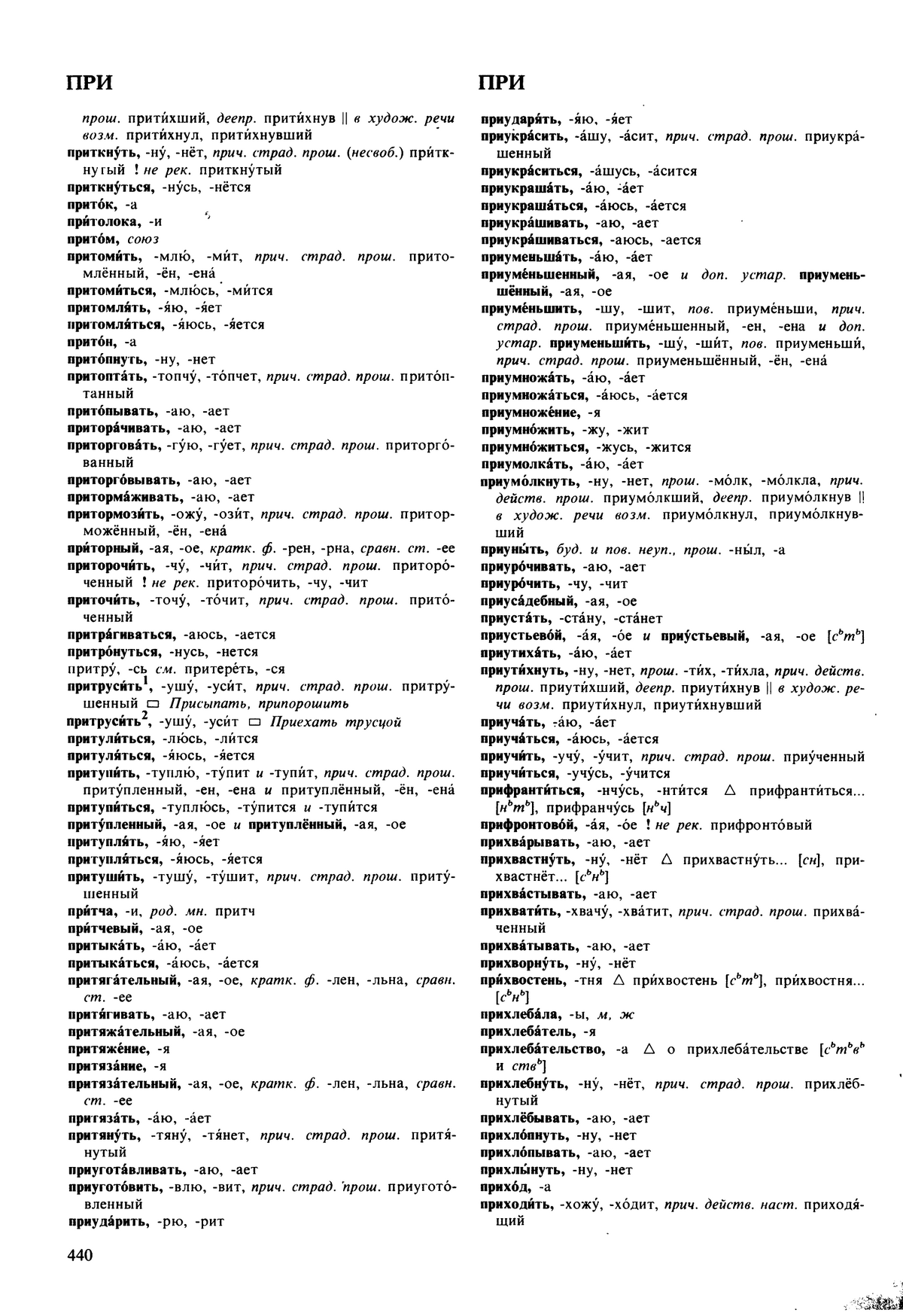 Фотокопия pdf / скан страницы 440 орфоэпического словаря под редакцией Аванесова (5 издание, 1989 год)