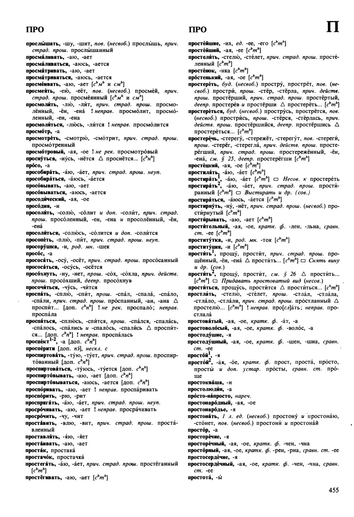 Фотокопия pdf / скан страницы 455 орфоэпического словаря под редакцией Аванесова (5 издание, 1989 год)