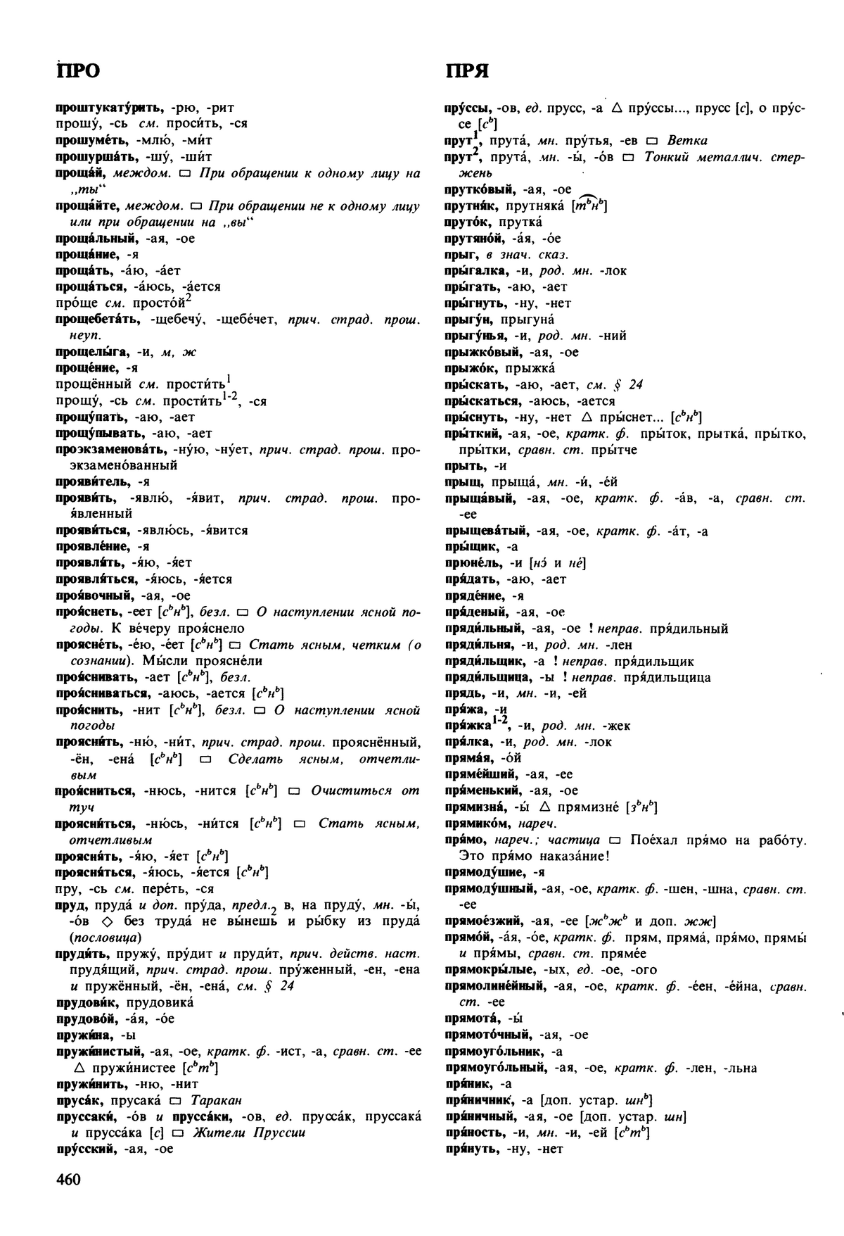 Фотокопия pdf / скан страницы 460 орфоэпического словаря под редакцией Аванесова (5 издание, 1989 год)