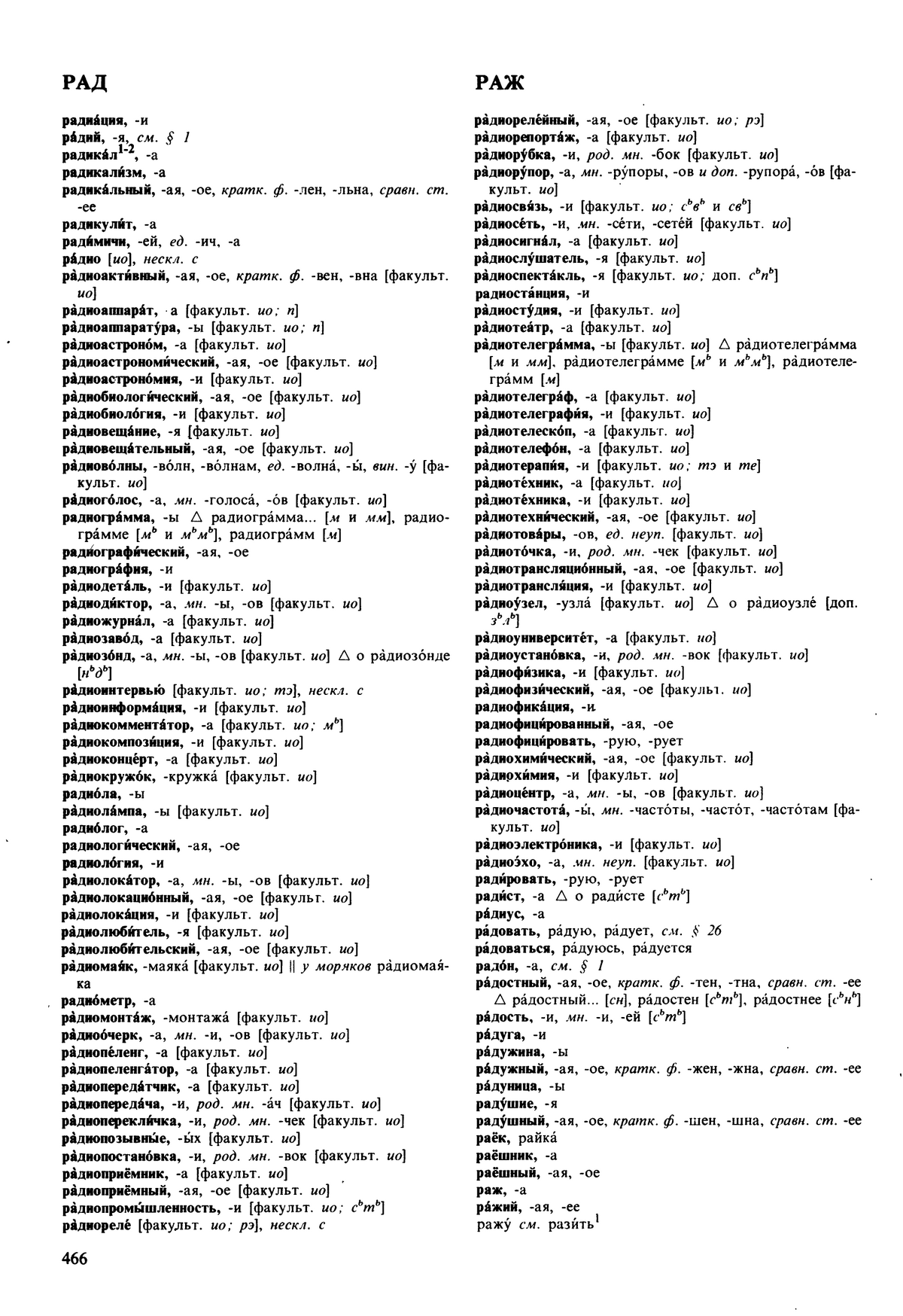 Фотокопия pdf / скан страницы 466 орфоэпического словаря под редакцией Аванесова (5 издание, 1989 год)