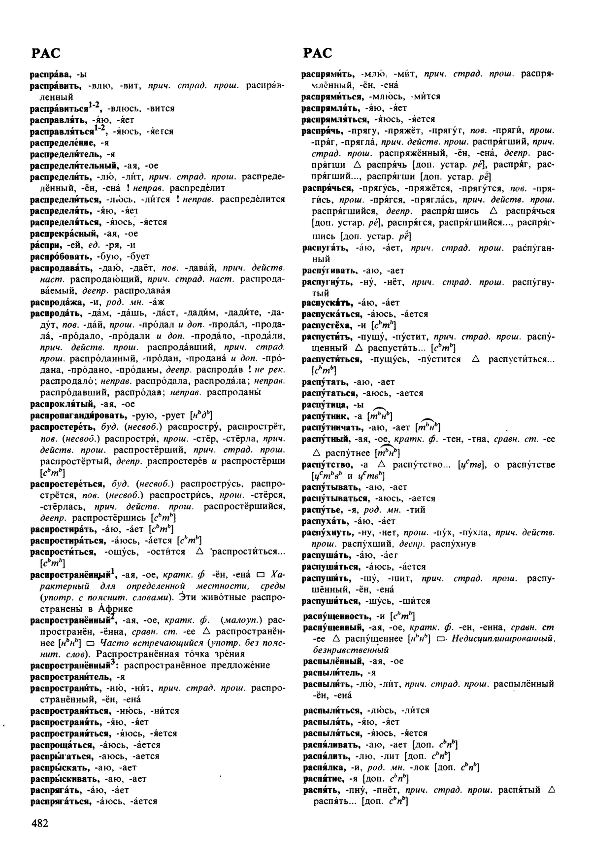 Фотокопия pdf / скан страницы 482 орфоэпического словаря под редакцией Аванесова (5 издание, 1989 год)