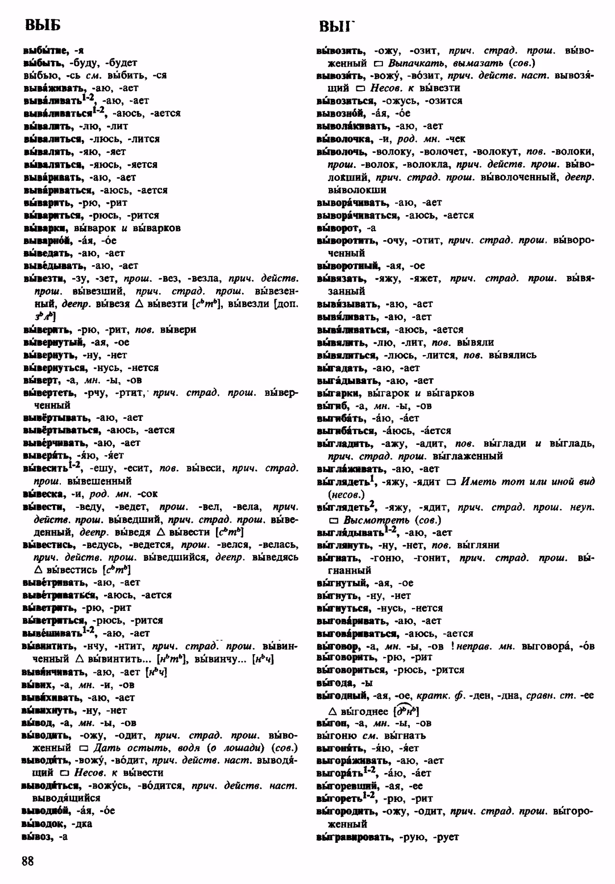 Скан печатной страницы 88 орфоэпического словаря Аванесова 1983 года с изображением текста