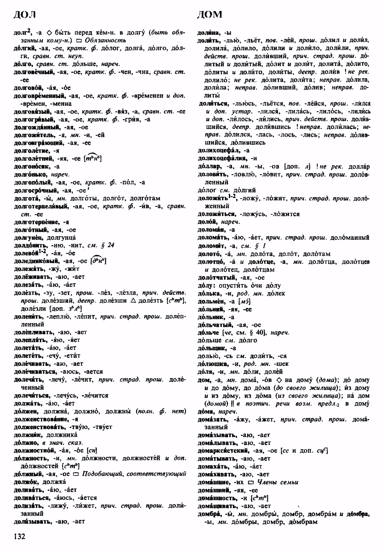 Скан печатной страницы 132 орфоэпического словаря Аванесова 1983 года с изображением текста