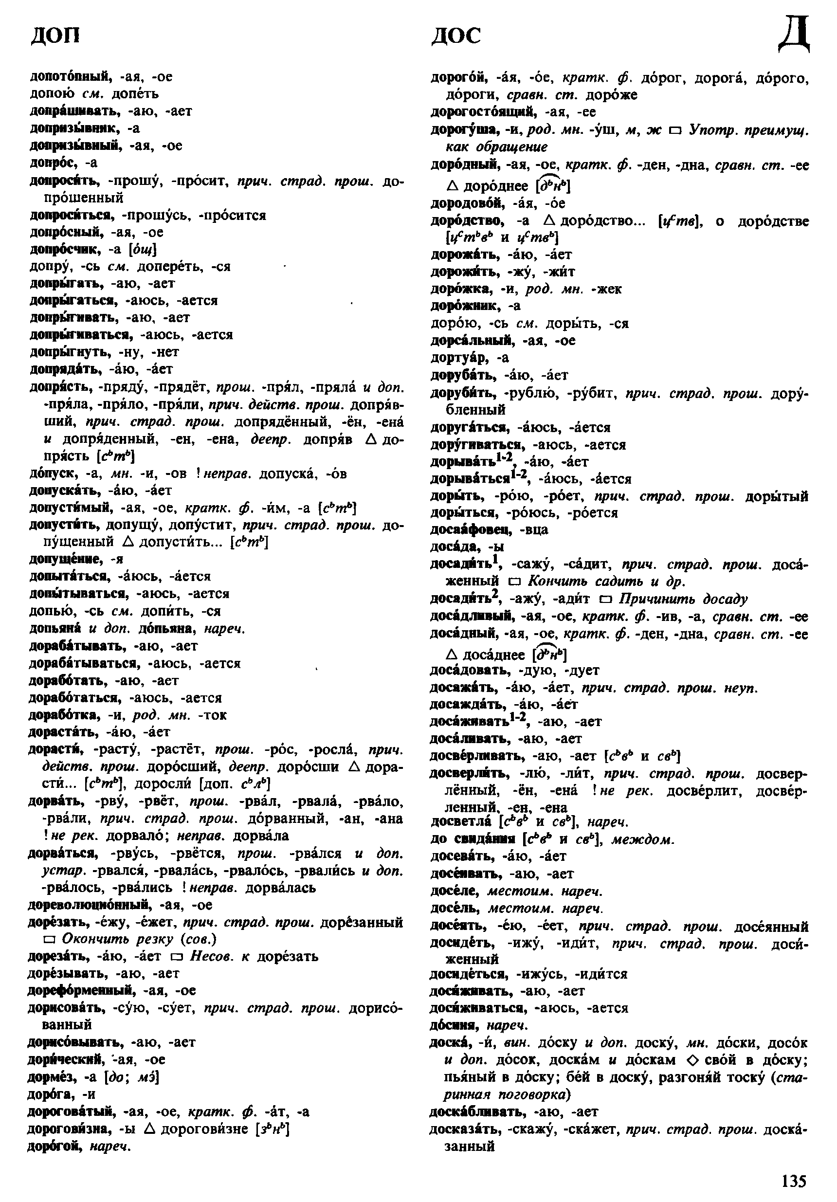 Фотокопия pdf / скан страницы 135 орфоэпического словаря под редакцией Аванесова (4 издание, 1988 год)