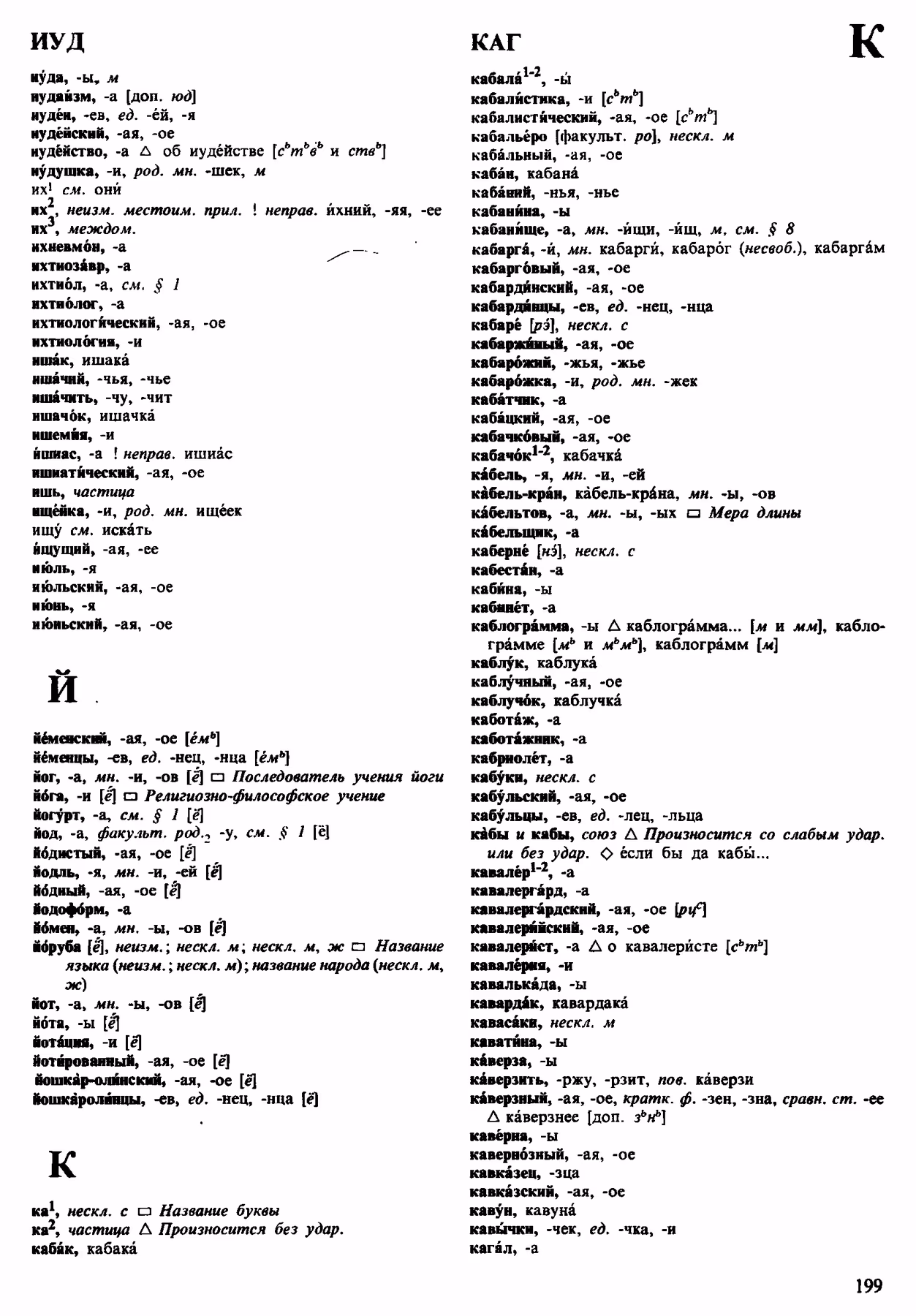 Скан печатной страницы 199 орфоэпического словаря Аванесова 1983 года с изображением текста