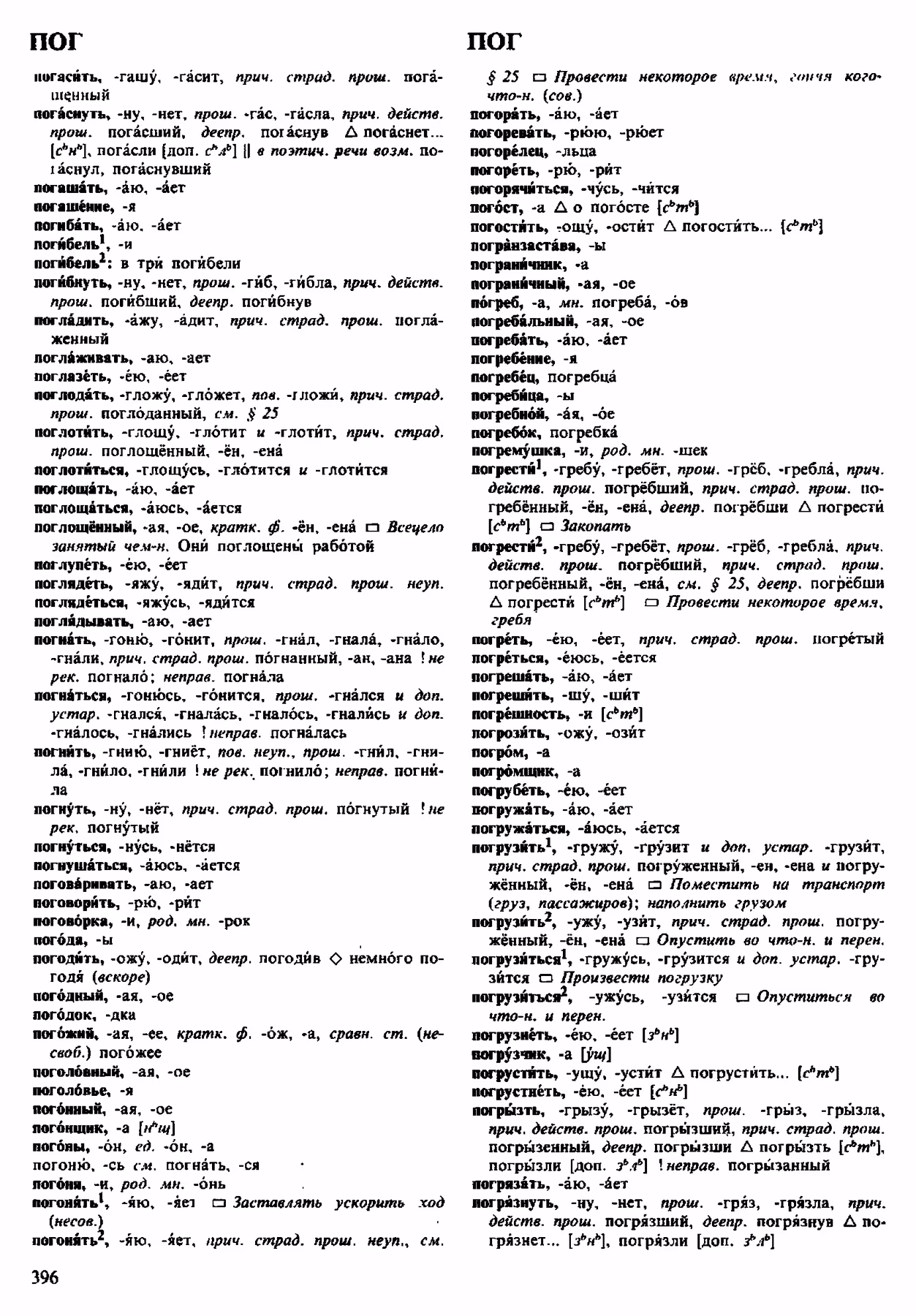 Скан печатной страницы 396 орфоэпического словаря Аванесова 1983 года с изображением текста
