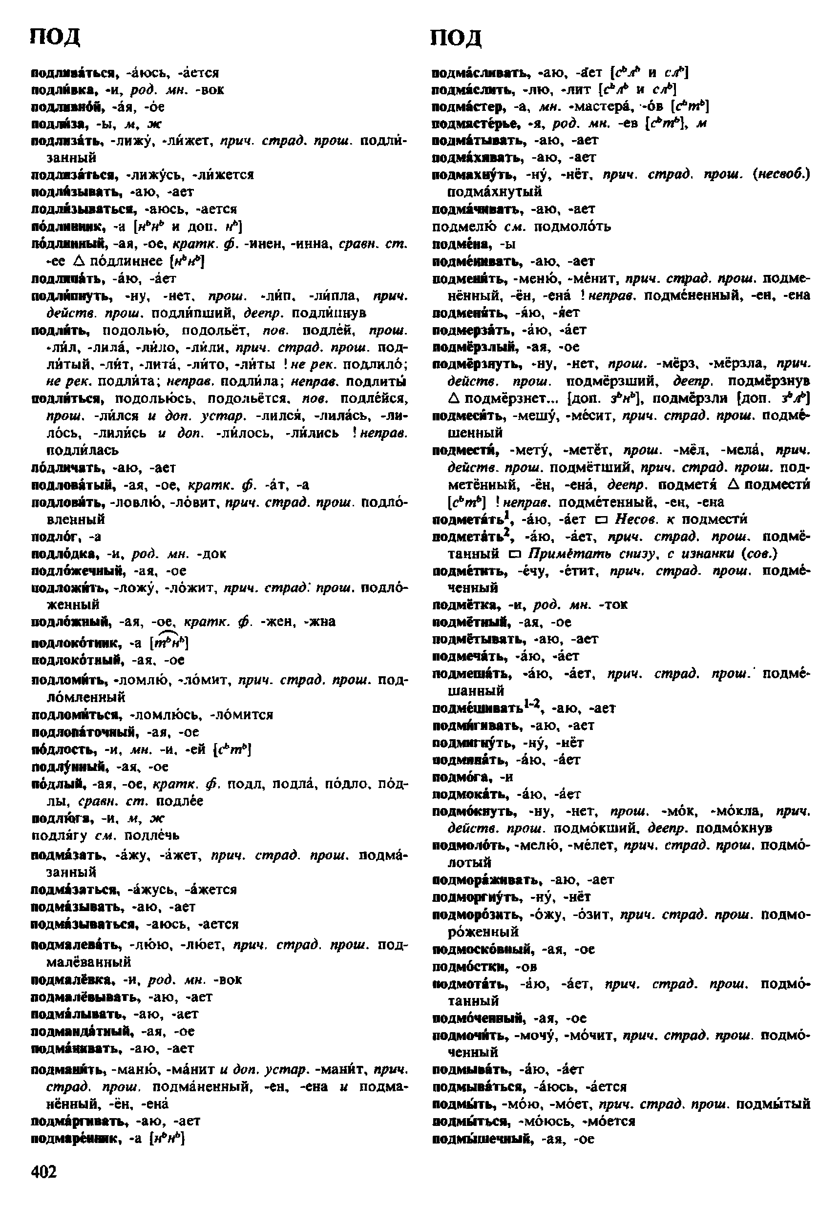 Фотокопия pdf / скан страницы 402 орфоэпического словаря под редакцией Аванесова (4 издание, 1988 год)