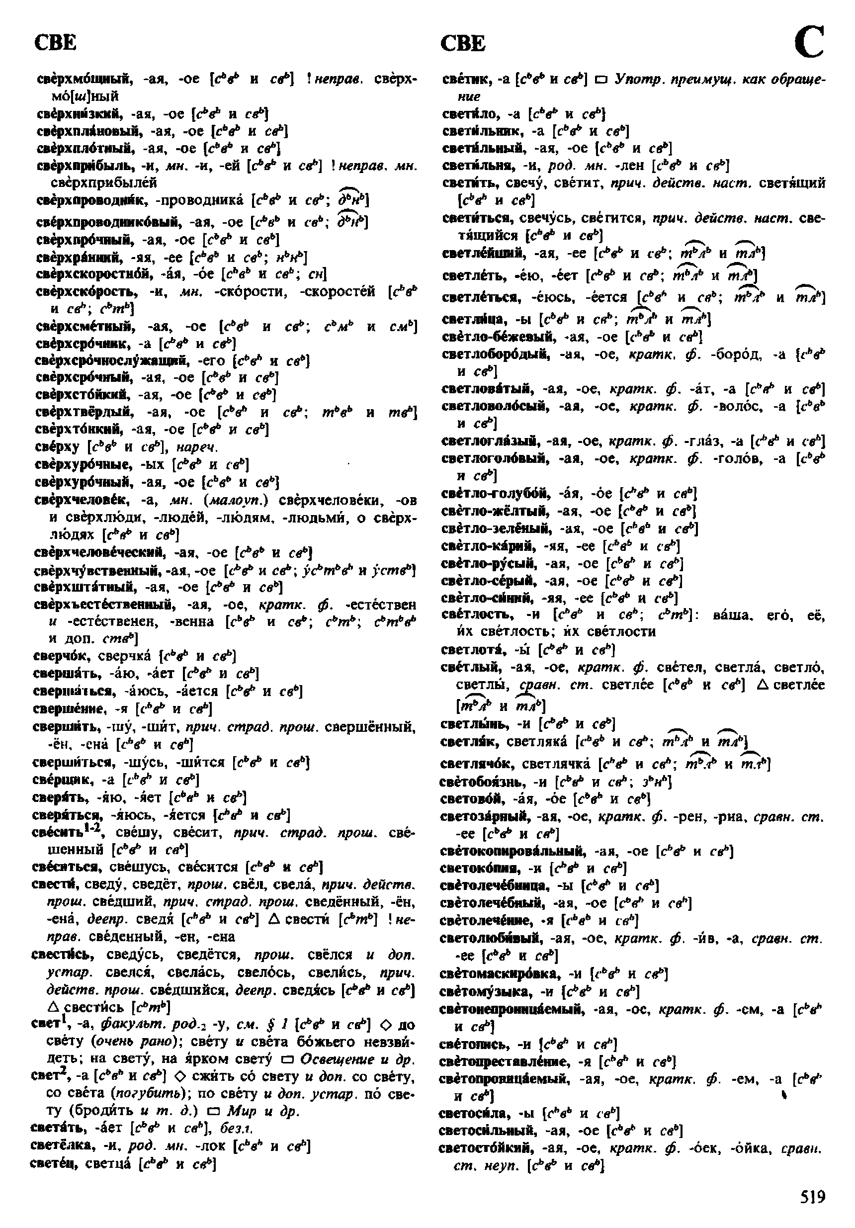 Фотокопия pdf / скан страницы 519 орфоэпического словаря под редакцией Аванесова (4 издание, 1988 год)