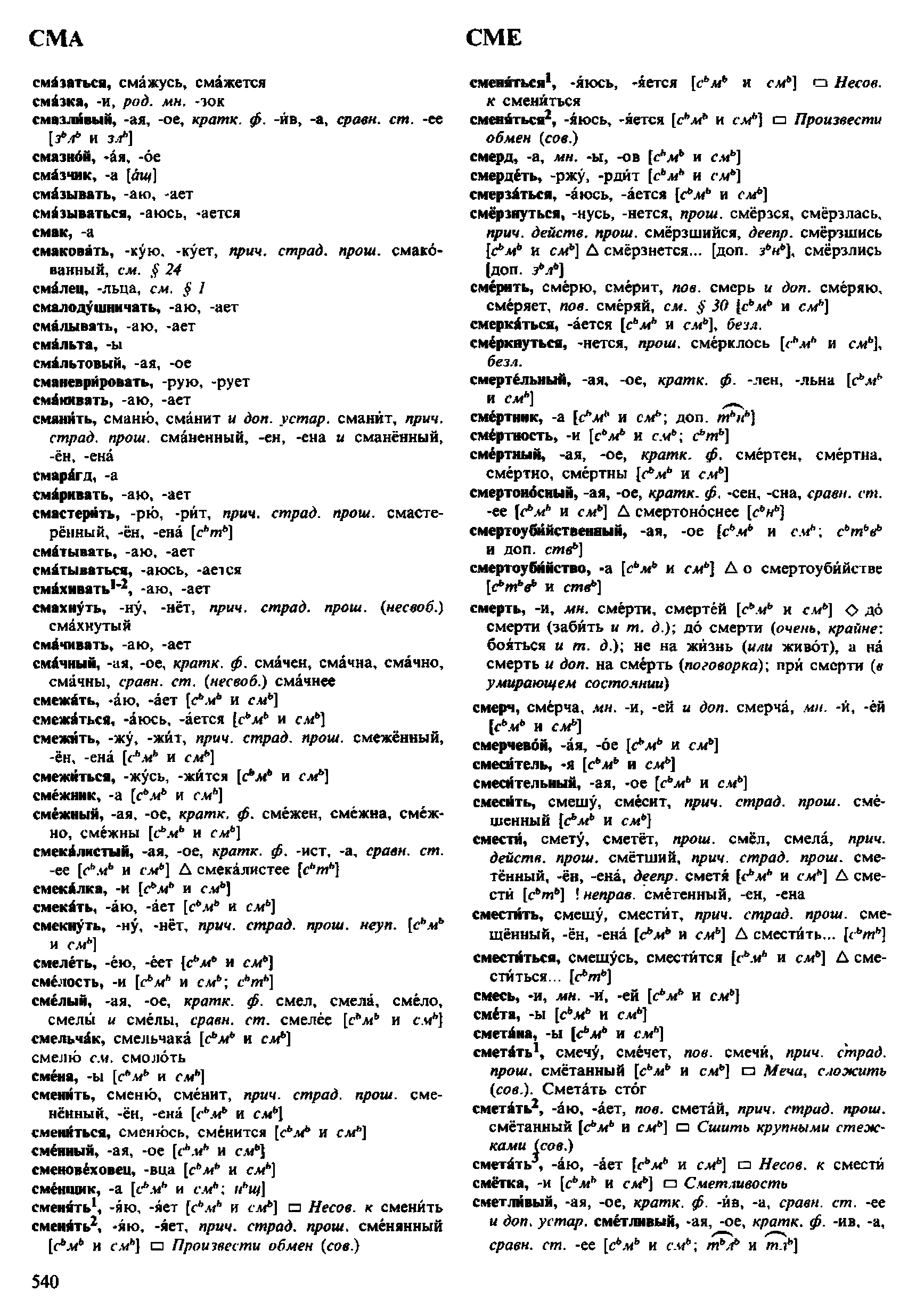 Фотокопия pdf / скан страницы 540 орфоэпического словаря под редакцией Аванесова (4 издание, 1988 год)