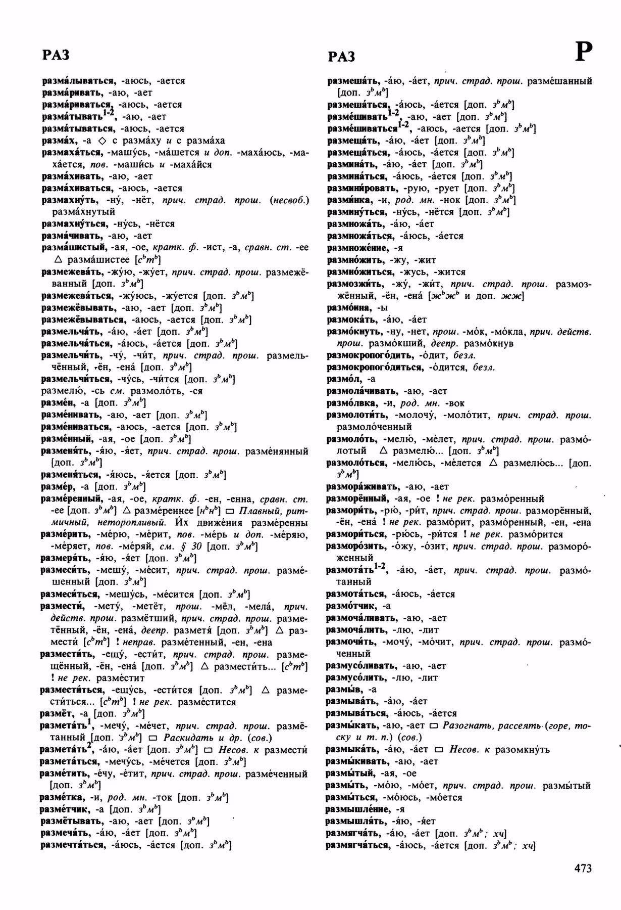 Скан печатной страницы 473 орфоэпического словаря Аванесова 1989 года с изображением текста