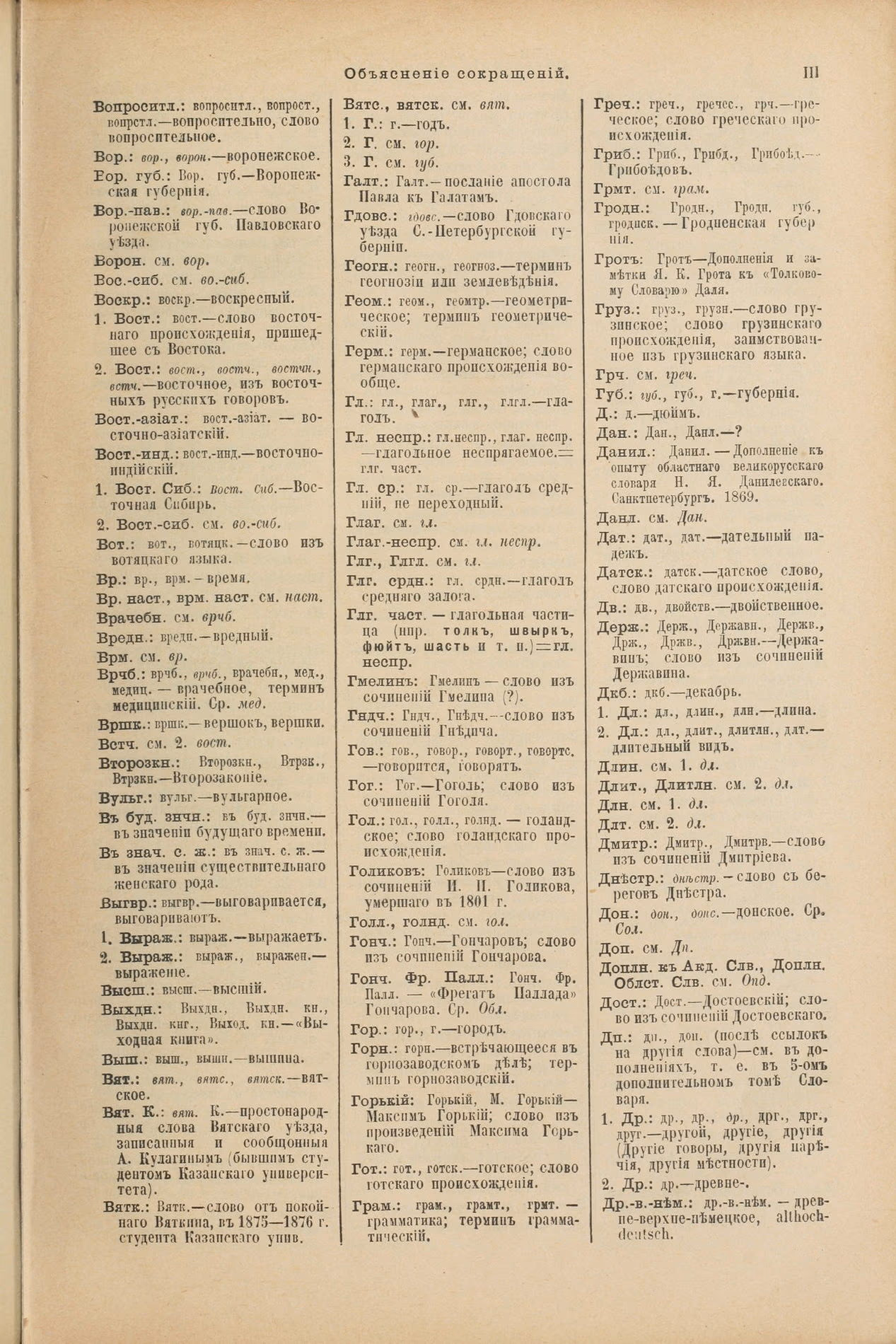 Скан печатной страницы 29 первого тома толкового словаря Даля 1903 года с изображением текста