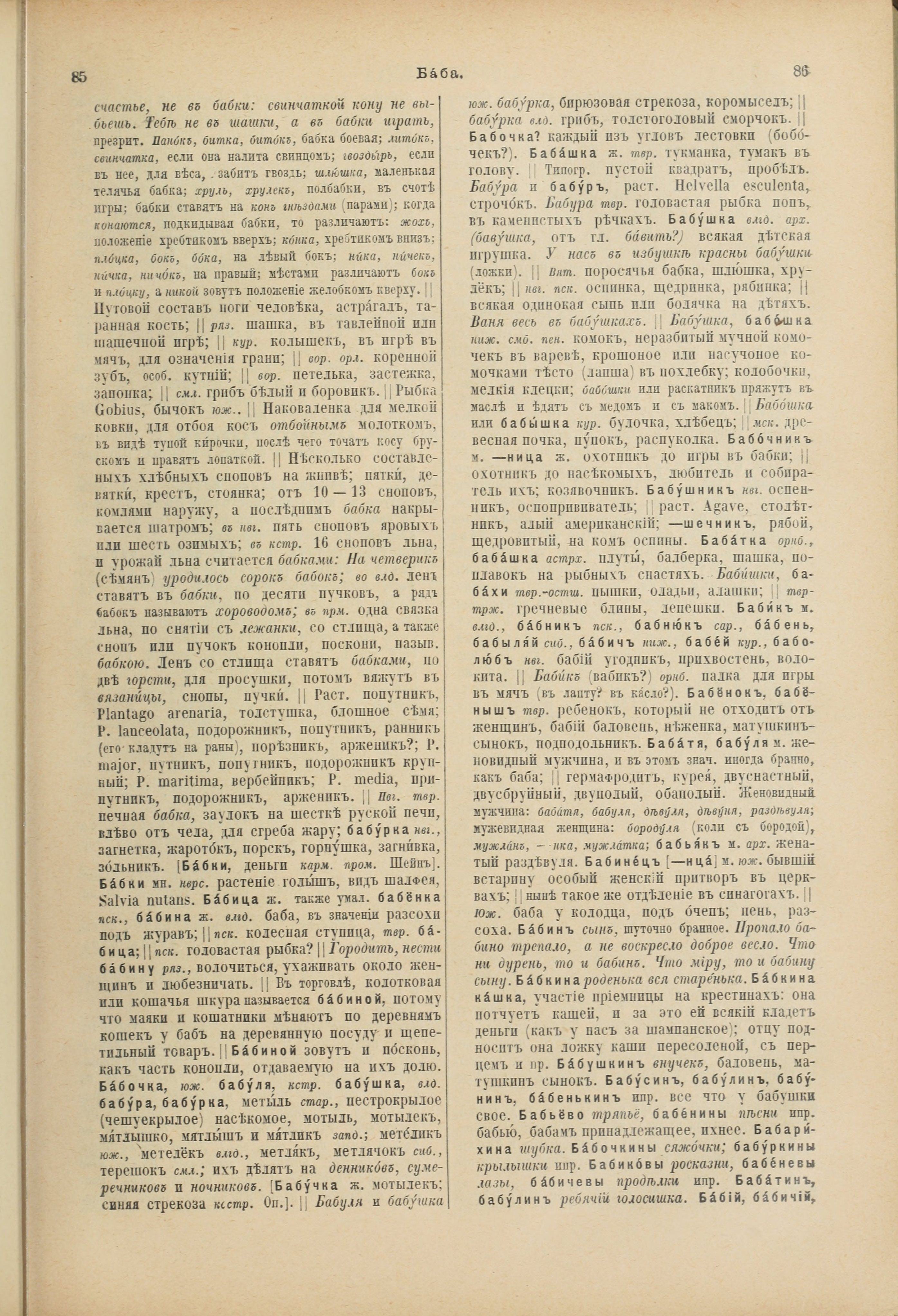 Словарь Даля под редакцией Бодуэна-де-Куртенэ, том 1 pdf скан страницы 85