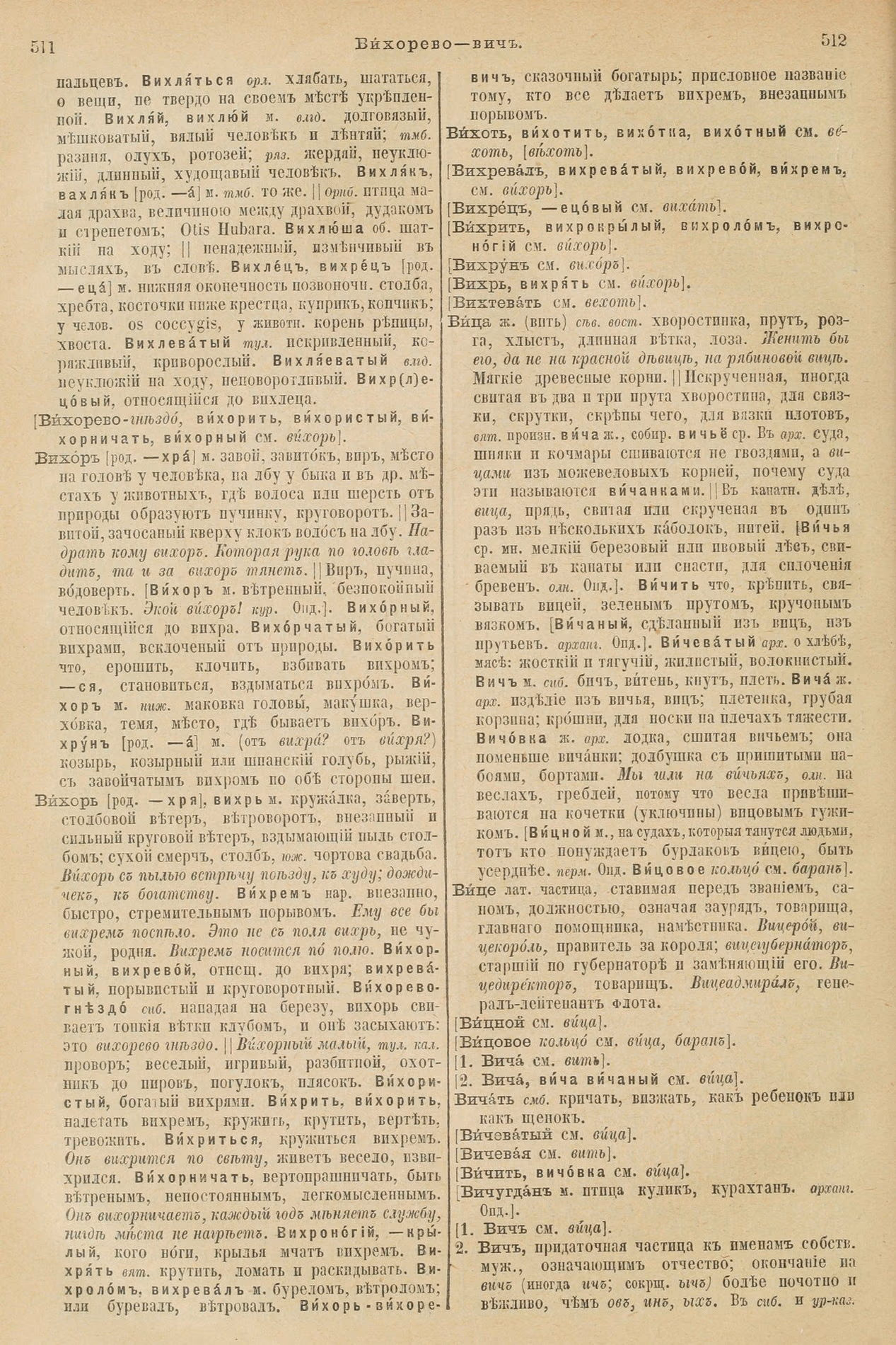 Скан печатной страницы 300 первого тома толкового словаря Даля 1903 года с изображением текста