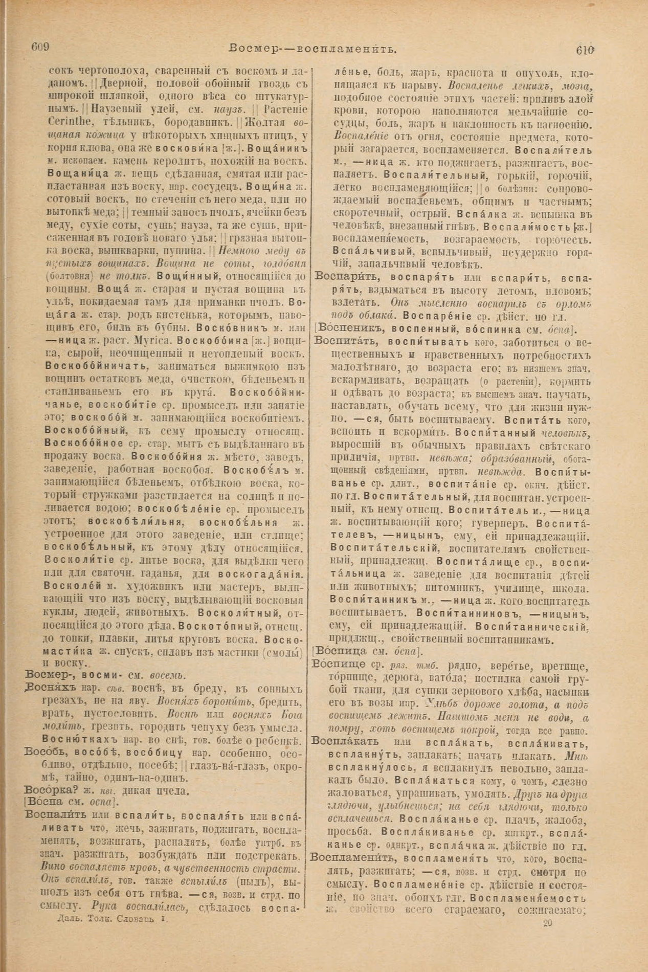 Скан печатной страницы 349 первого тома толкового словаря Даля 1903 года с изображением текста
