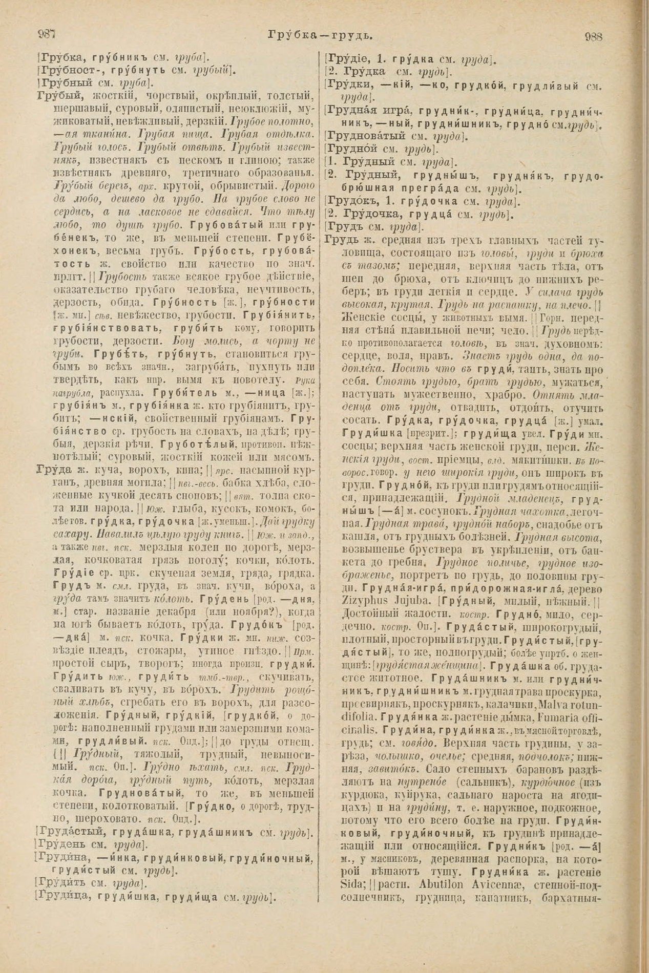 Скан печатной страницы 542 первого тома толкового словаря Даля 1903 года с изображением текста