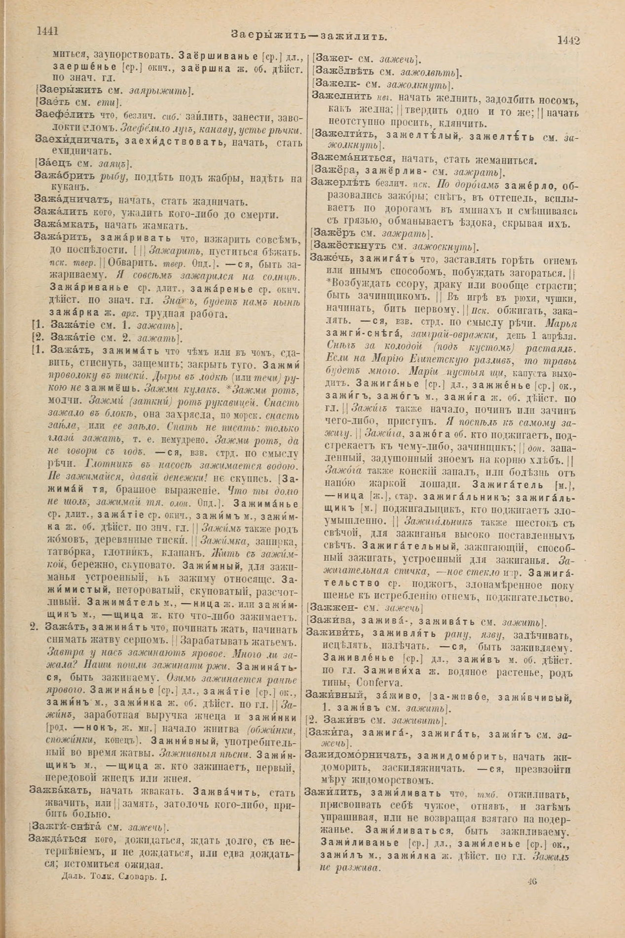 Скан печатной страницы 769 первого тома толкового словаря Даля 1903 года с изображением текста