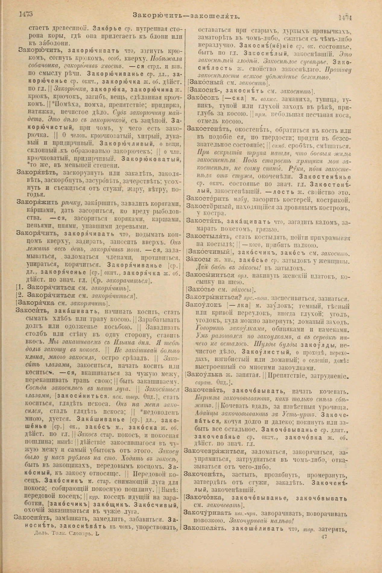 Скан печатной страницы 785 первого тома толкового словаря Даля 1903 года с изображением текста