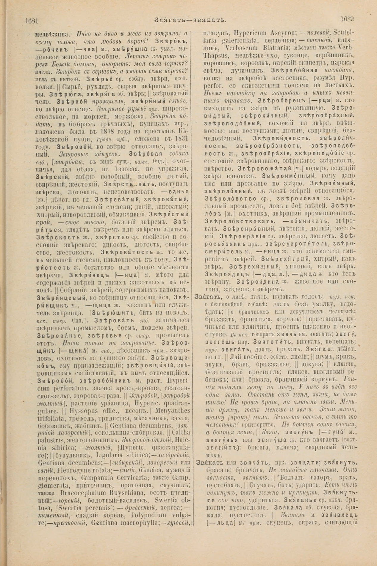 Скан печатной страницы 891 первого тома толкового словаря Даля 1903 года с изображением текста