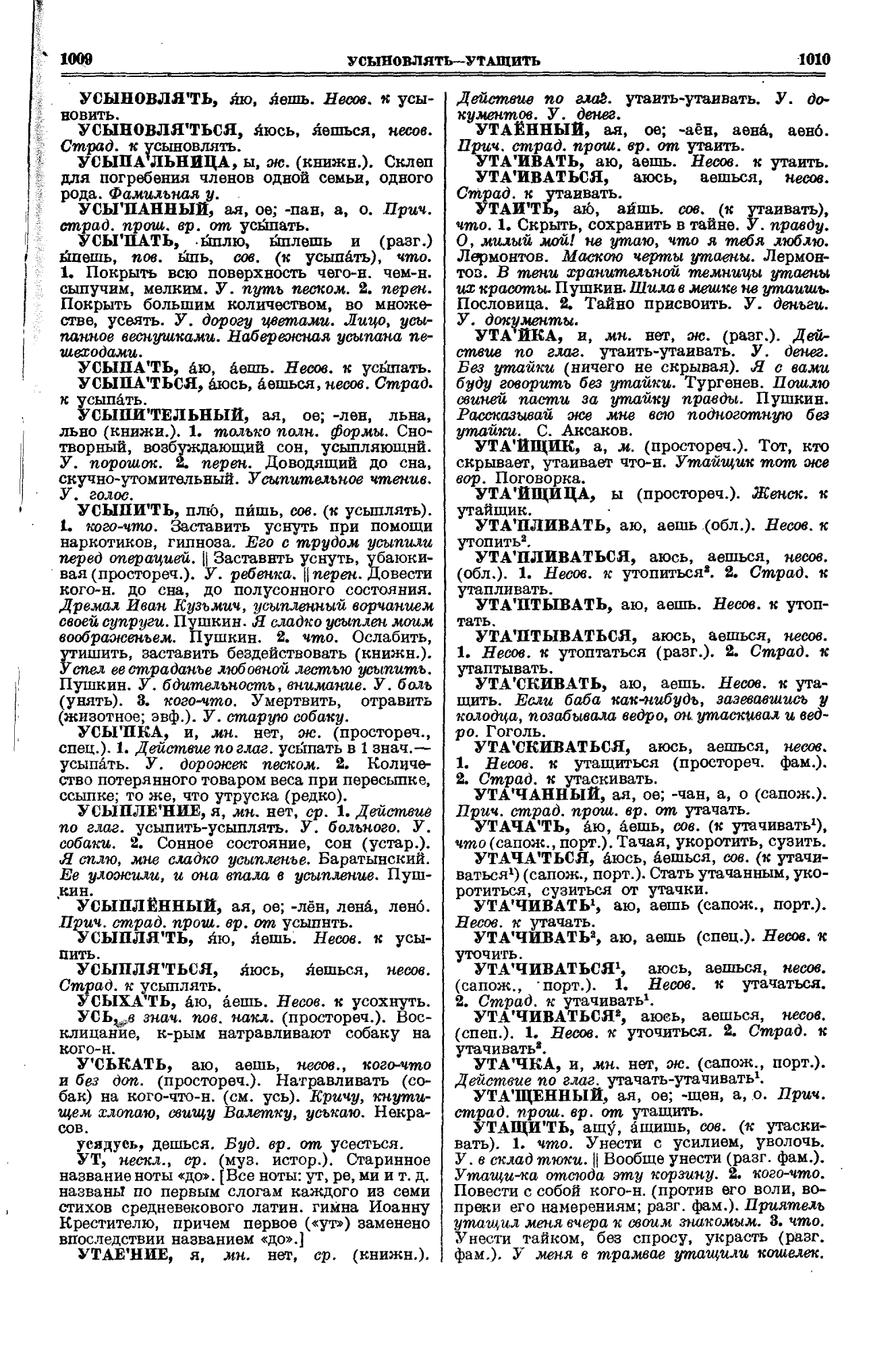 Сканированная страница толкового словаря Ушакова