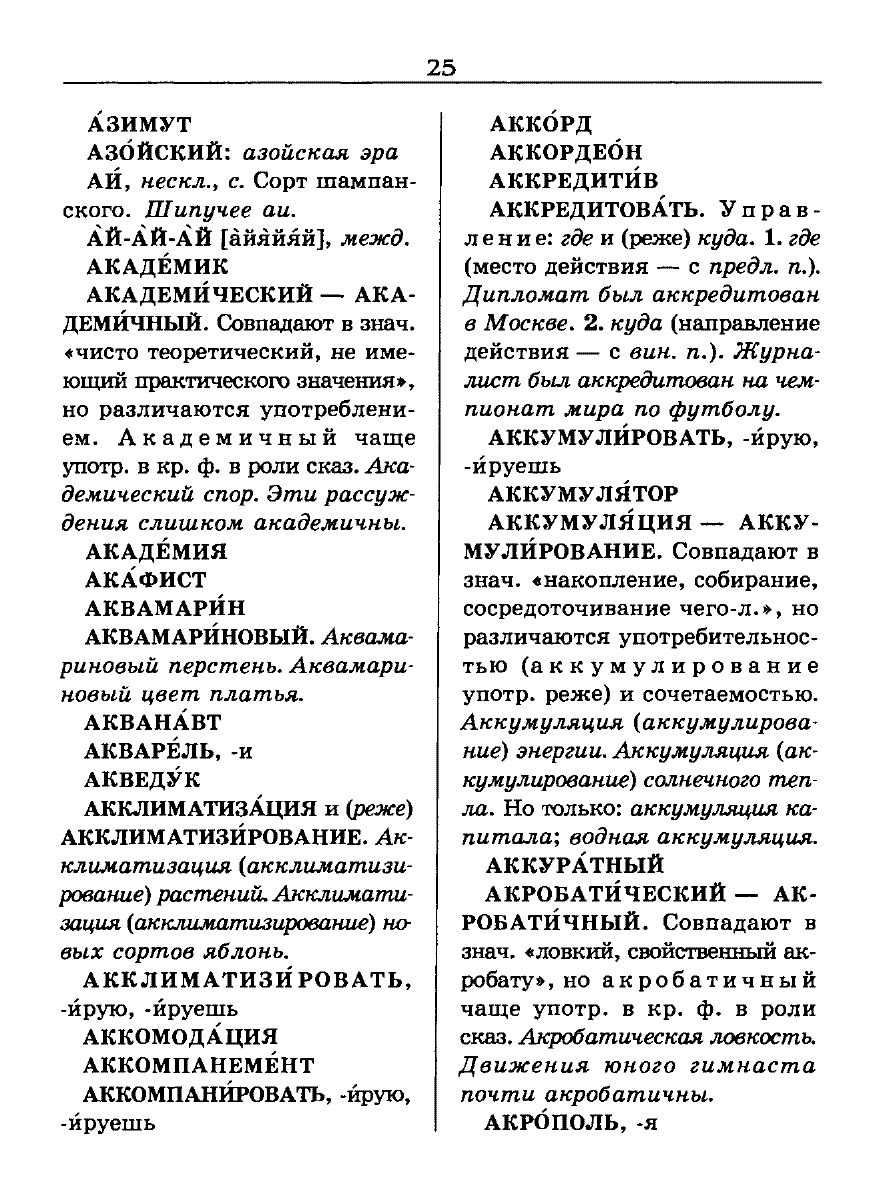 Сканированная страница словаря трудностей русского языка