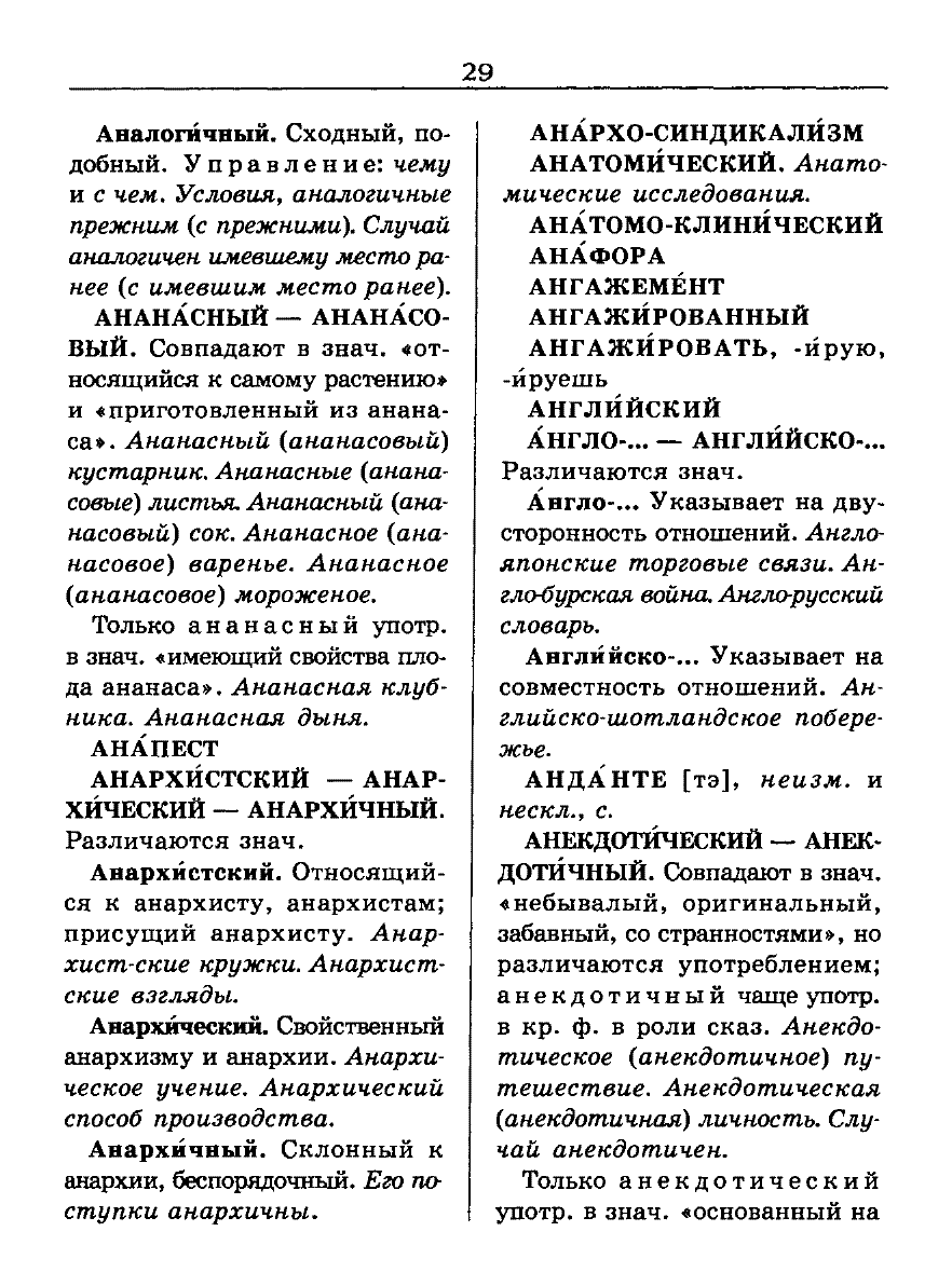 Сканированная страница словаря трудностей русского языка