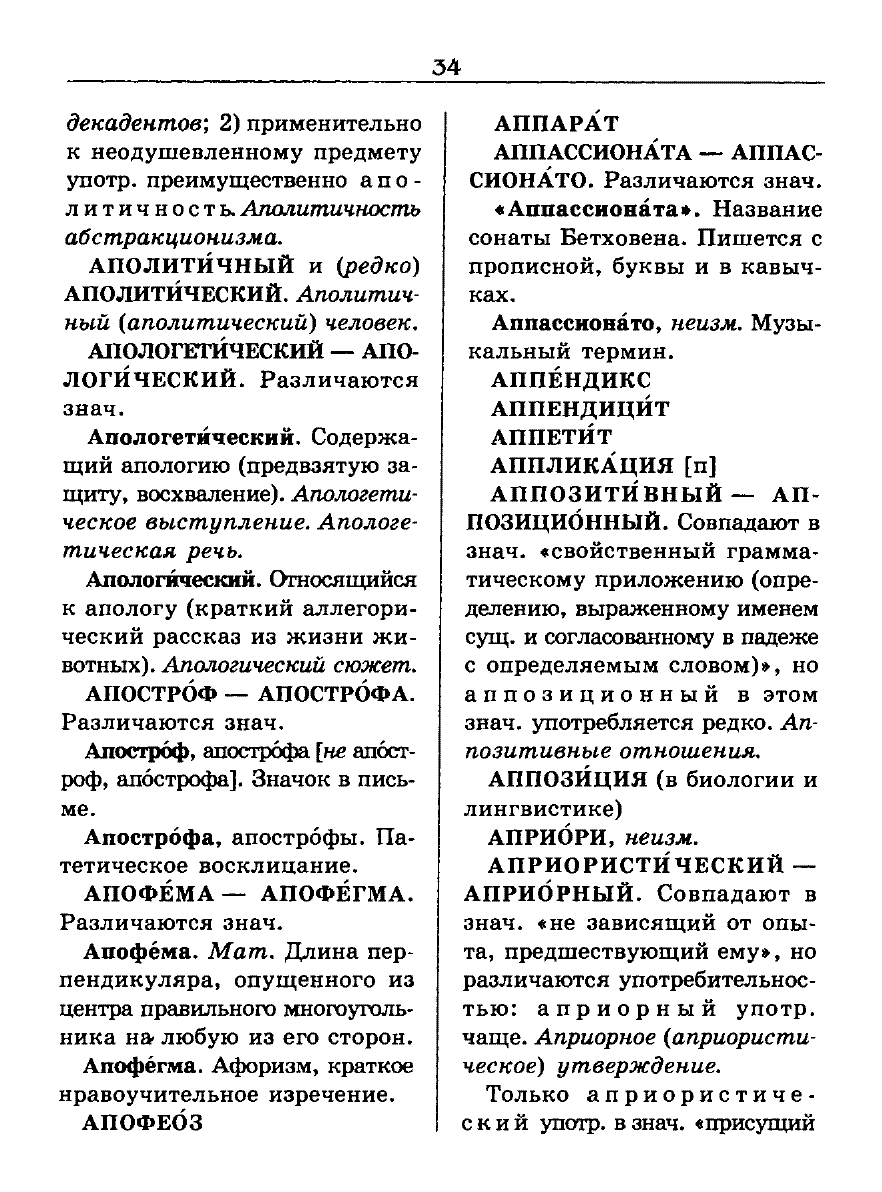 Сканированная страница словаря трудностей русского языка