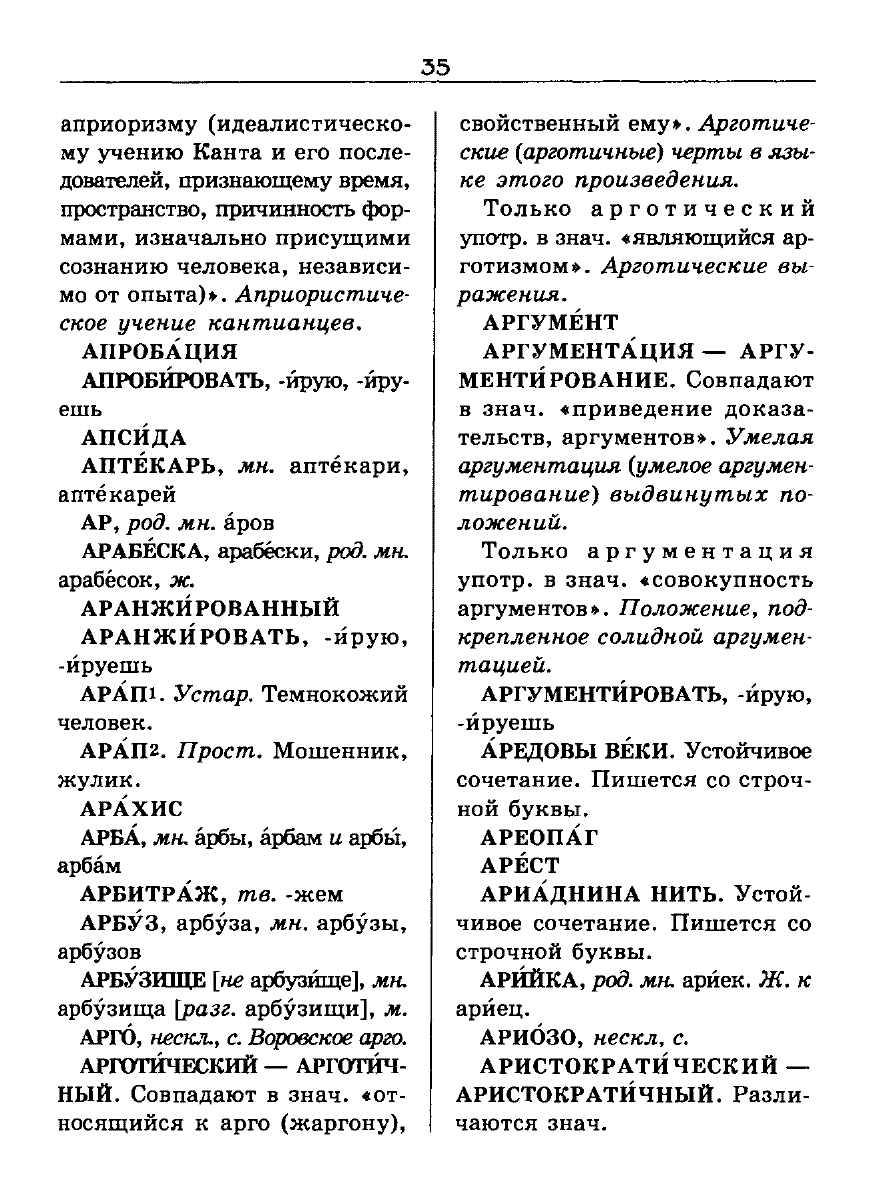 Сканированная страница словаря трудностей русского языка