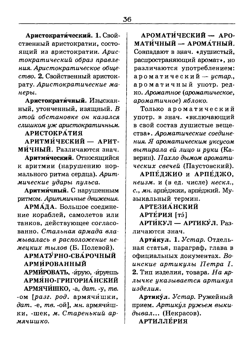 Сканированная страница словаря трудностей русского языка