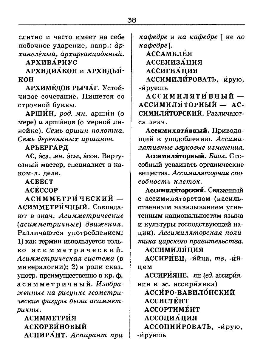 Сканированная страница словаря трудностей русского языка