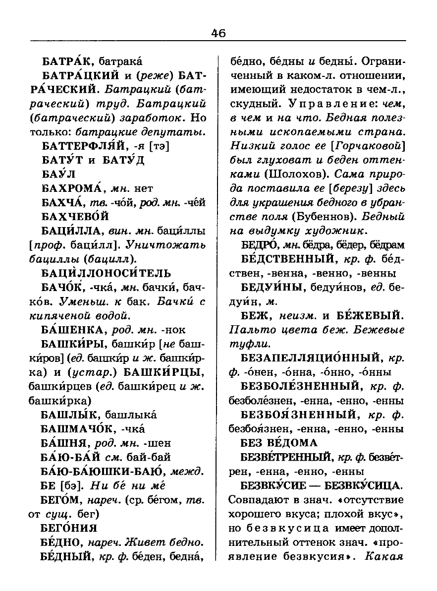 Сканированная страница словаря трудностей русского языка