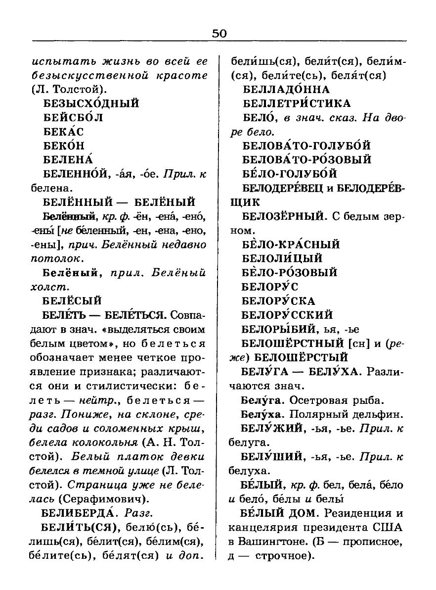 Сканированная страница словаря трудностей русского языка