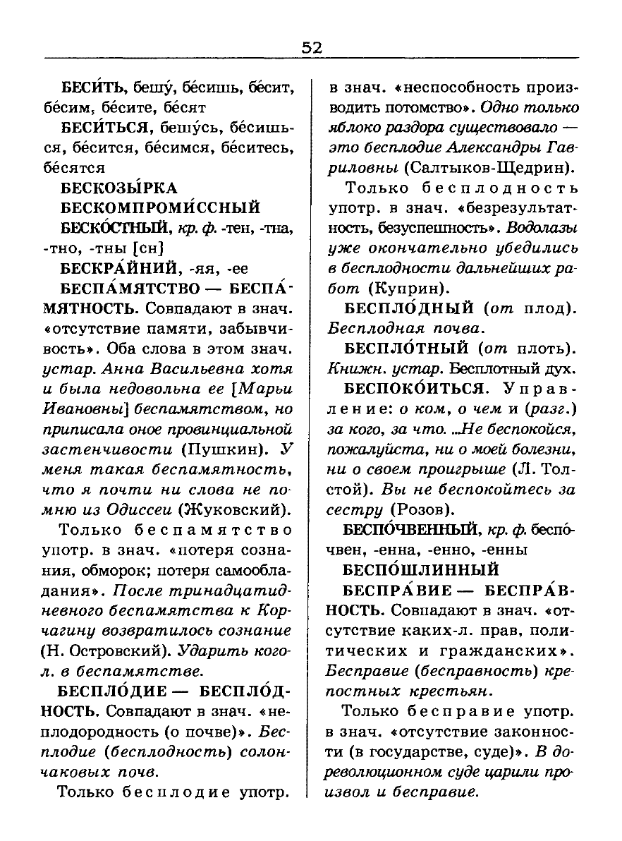Сканированная страница словаря трудностей русского языка