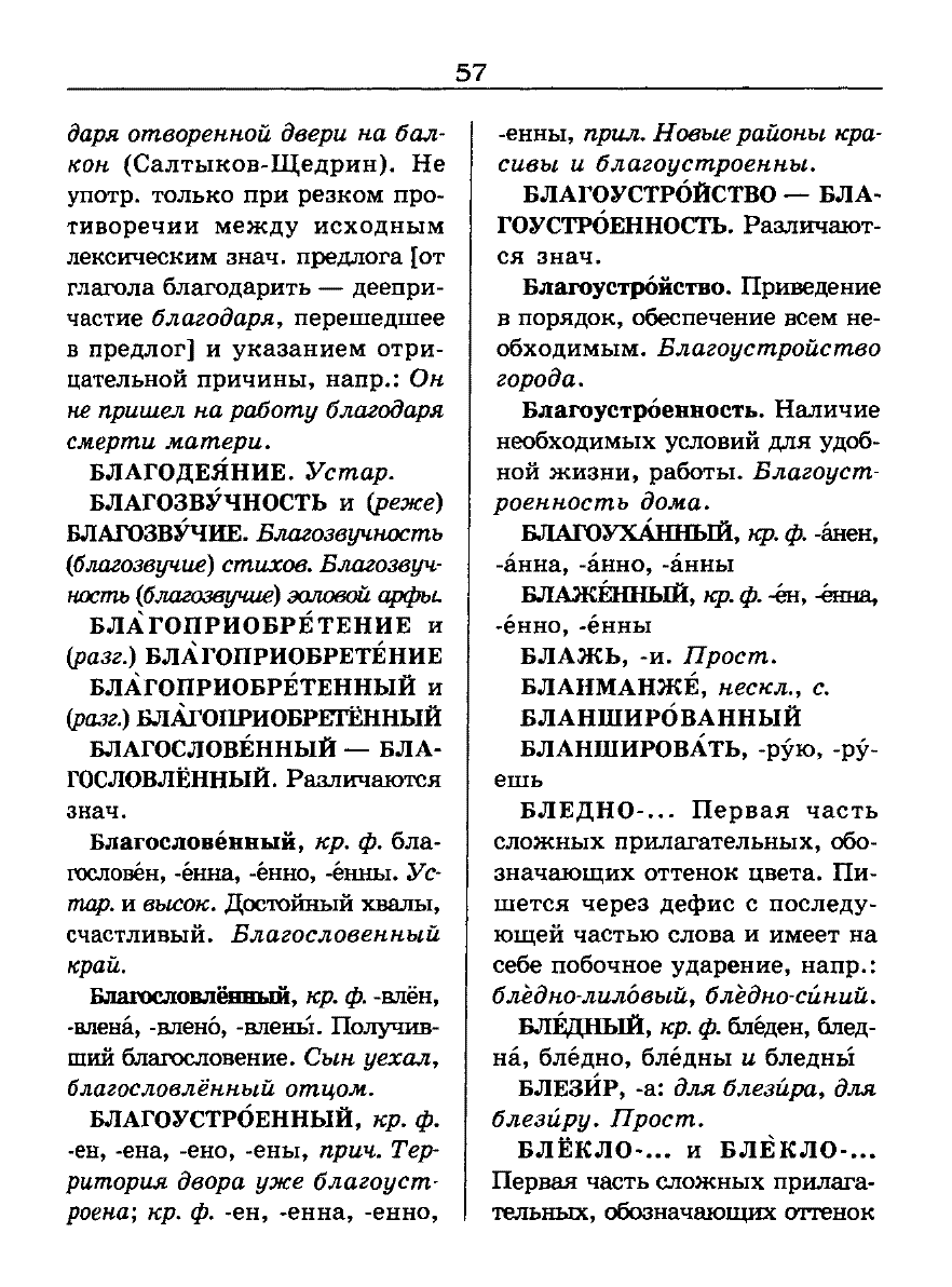 Сканированная страница словаря трудностей русского языка