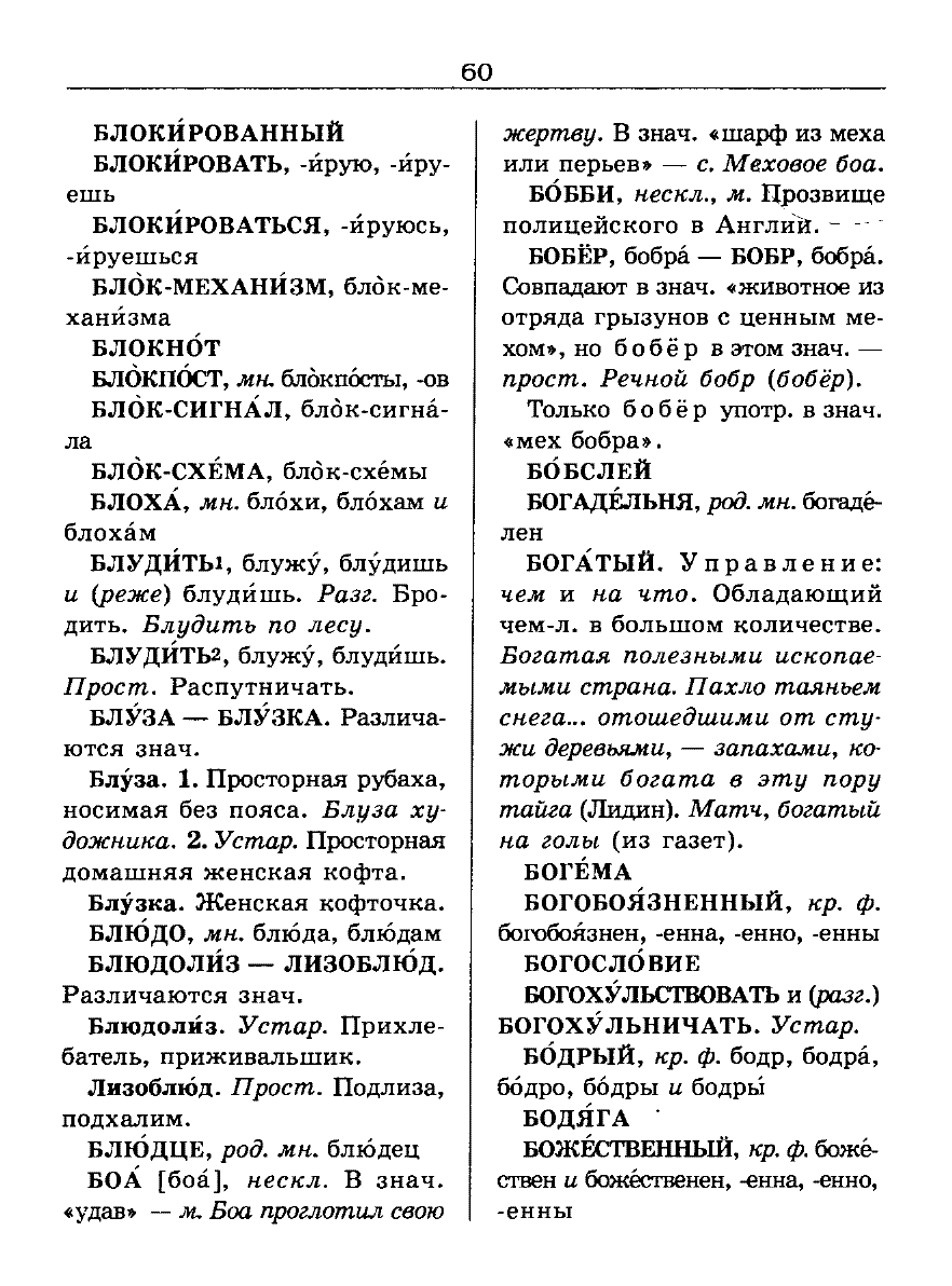 Сканированная страница словаря трудностей русского языка