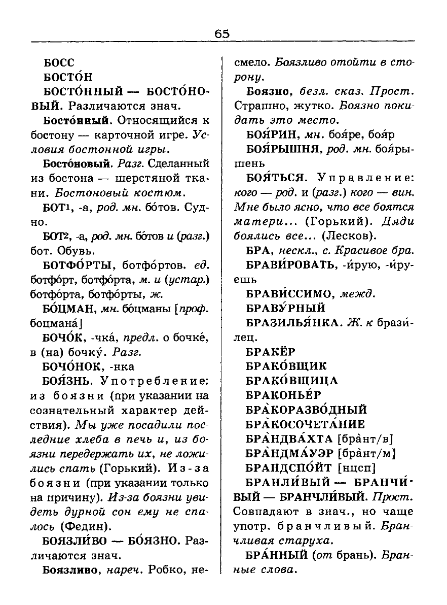 Сканированная страница словаря трудностей русского языка