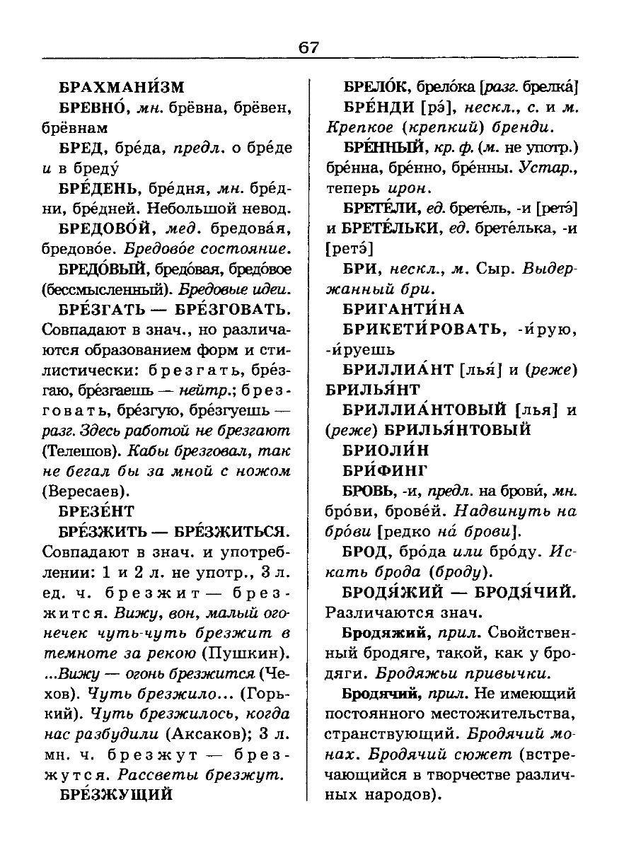 Сканированная страница словаря трудностей русского языка
