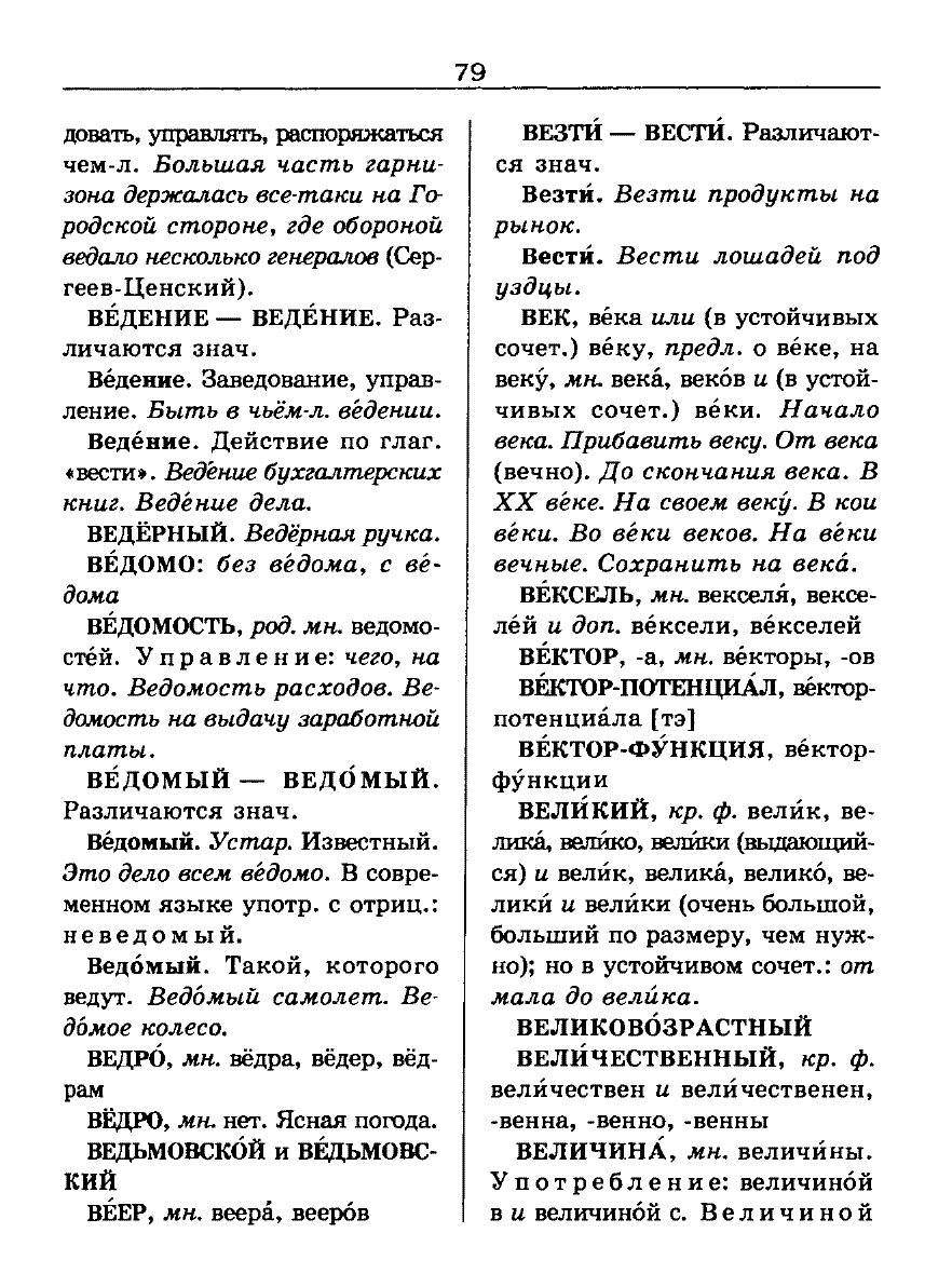 Сканированная страница словаря трудностей русского языка
