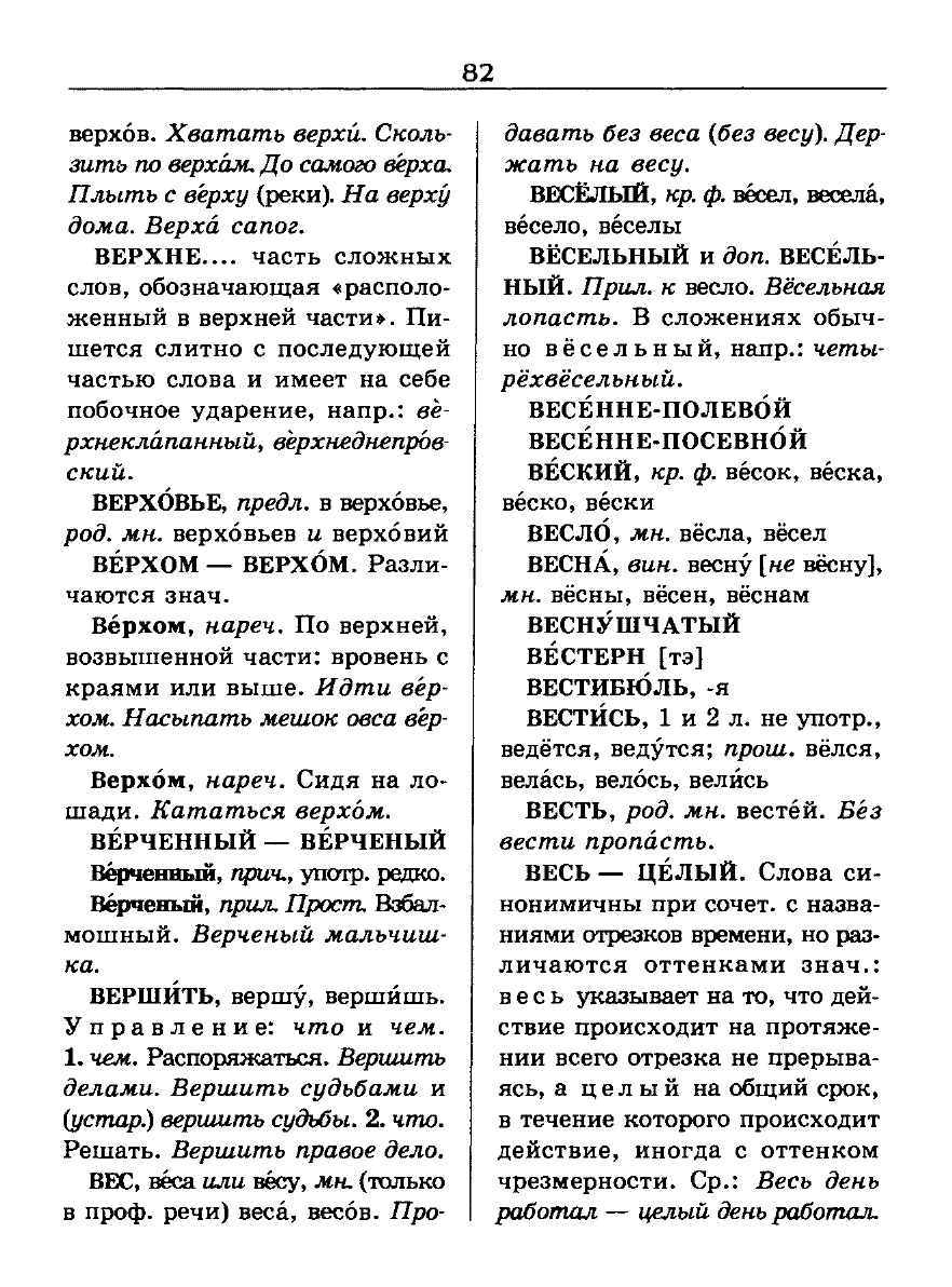 Сканированная страница словаря трудностей русского языка