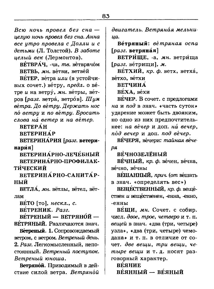 Сканированная страница словаря трудностей русского языка
