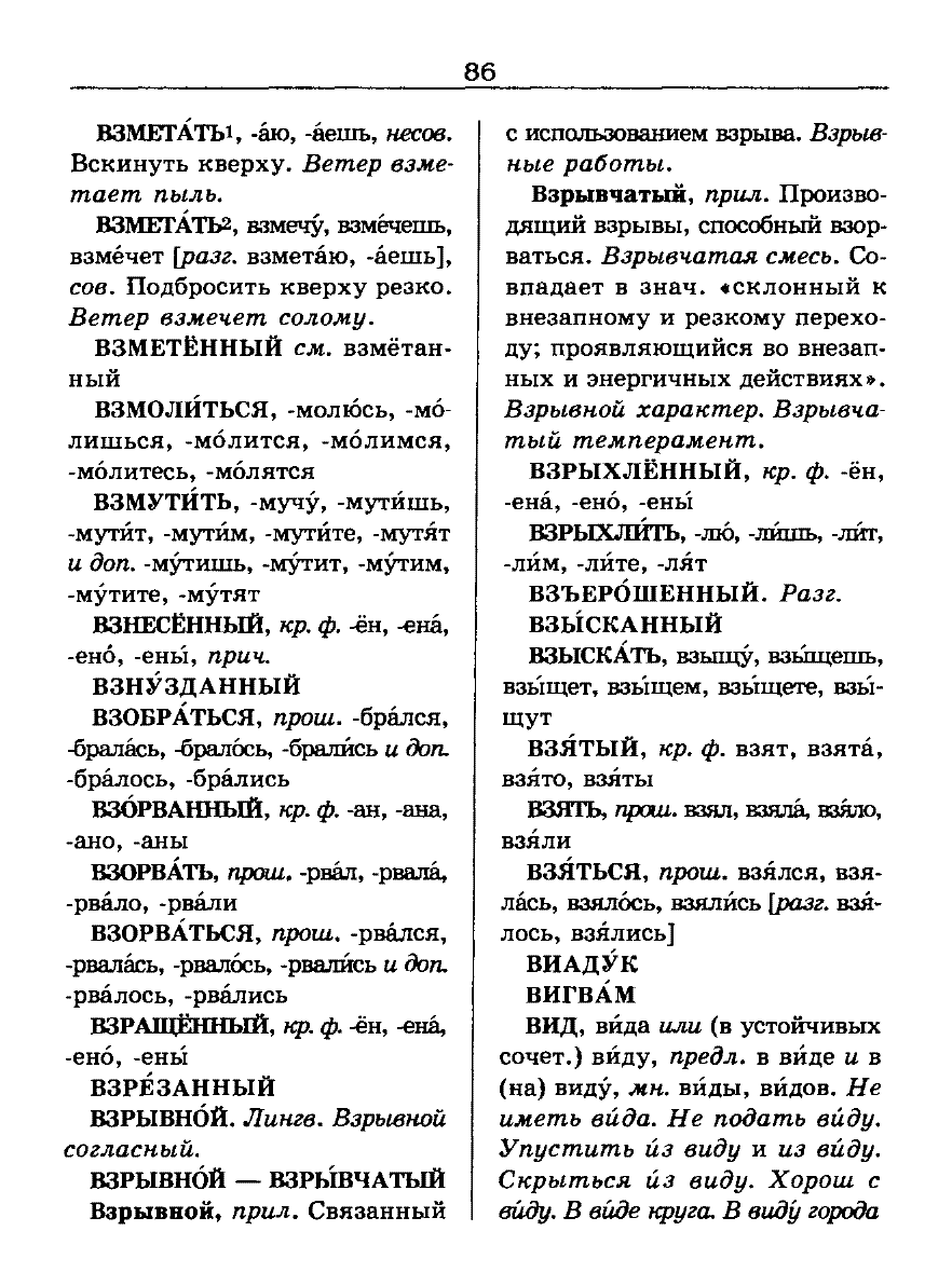 Сканированная страница словаря трудностей русского языка