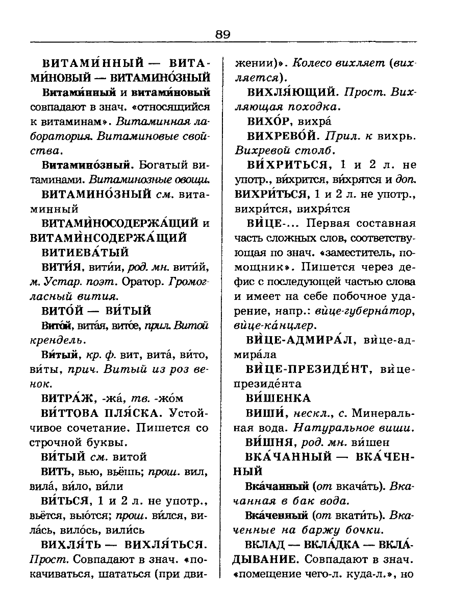 Сканированная страница словаря трудностей русского языка