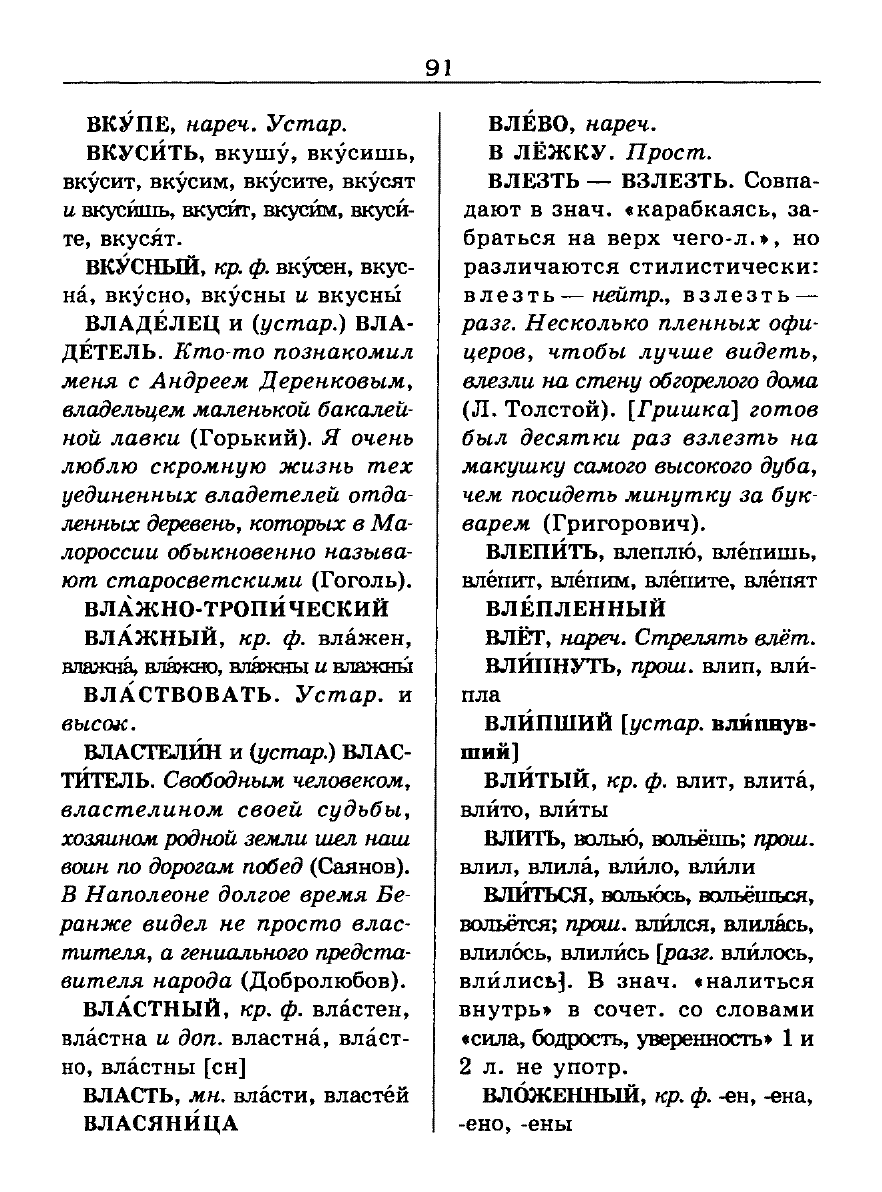 Сканированная страница словаря трудностей русского языка