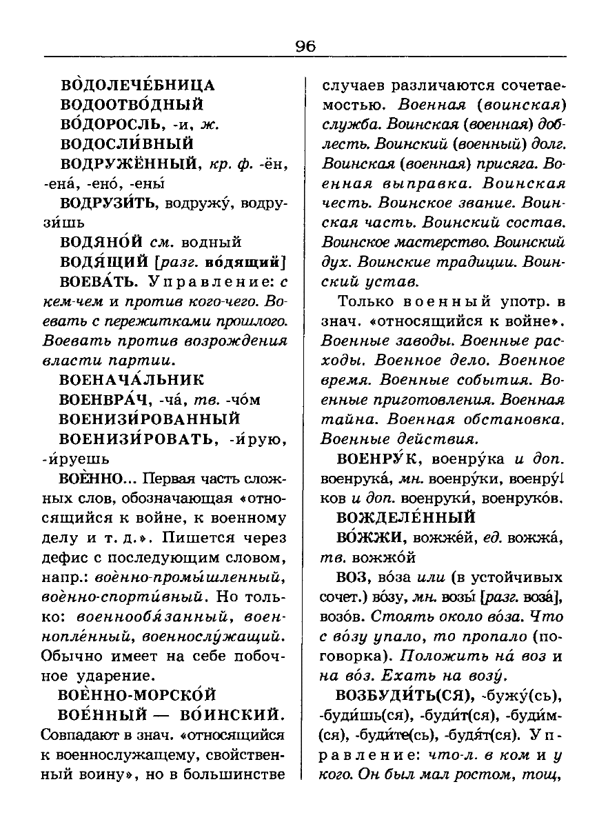 Сканированная страница словаря трудностей русского языка