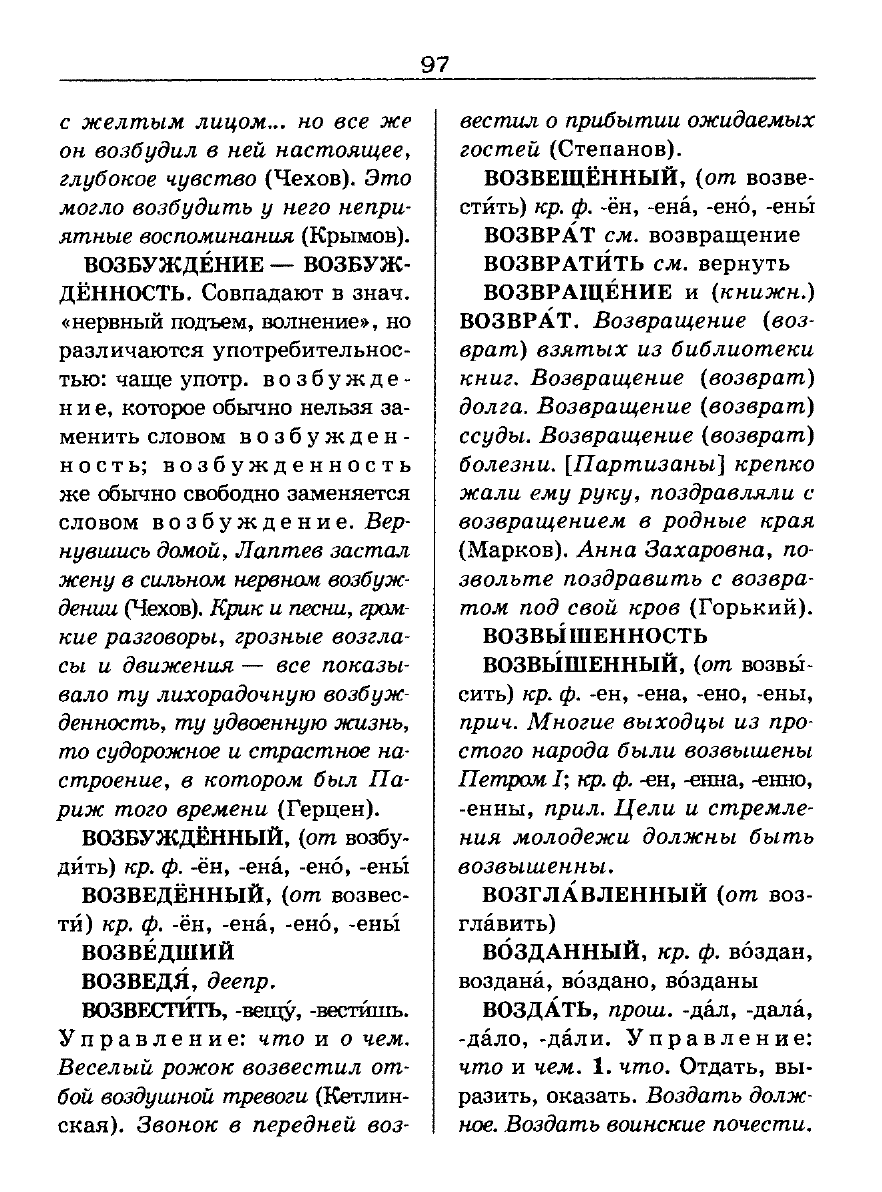 Сканированная страница словаря трудностей русского языка
