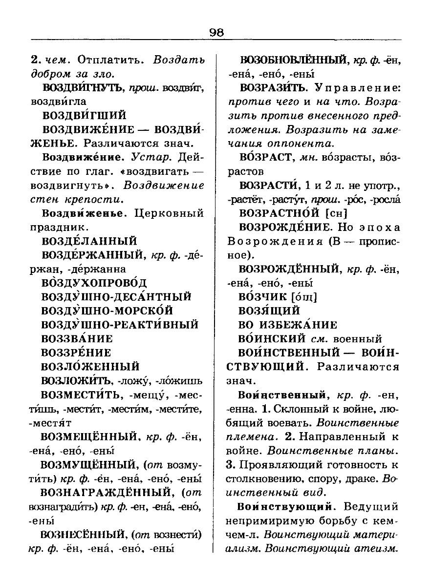 Сканированная страница словаря трудностей русского языка