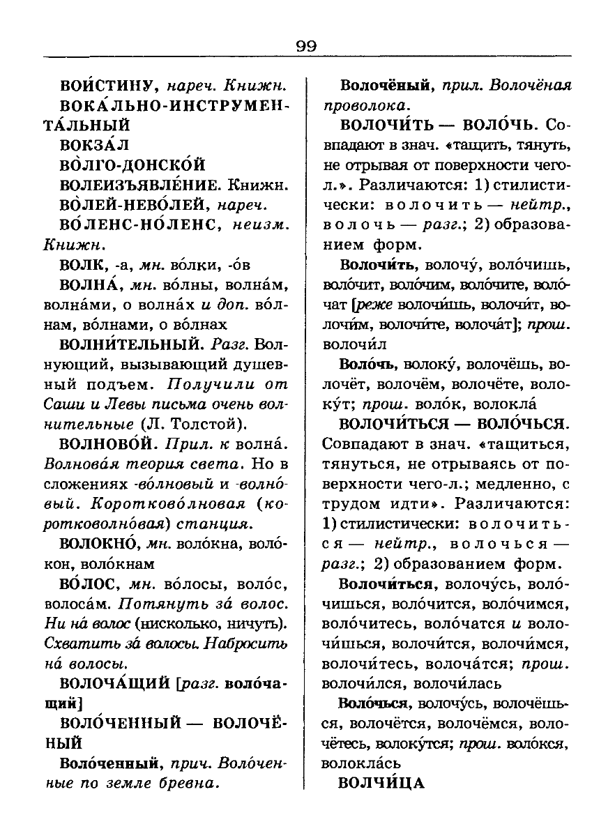 Сканированная страница словаря трудностей русского языка